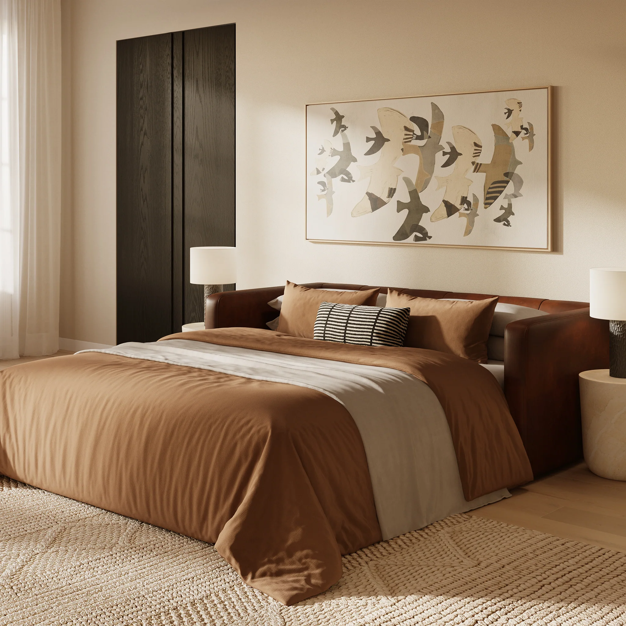 Napa 82" Leather Pull-Out Convertible Sleeper Sofa | Oscuro Brown - Image 4