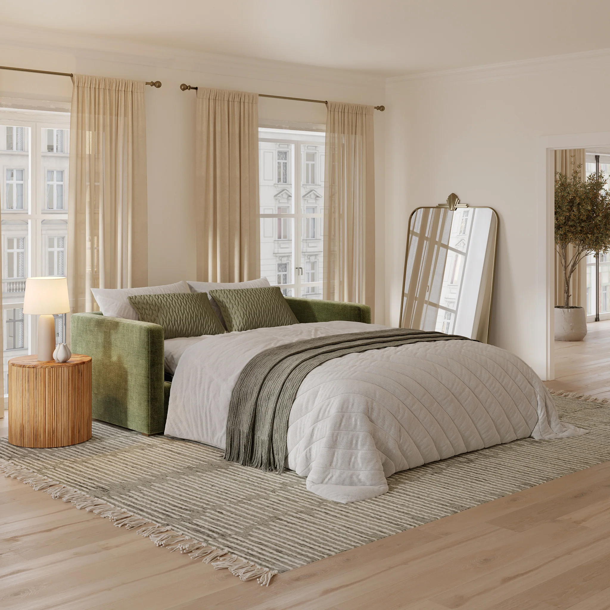 Napa 82" Pull-Out Sofa Bed | Distressed Green Velvet - Image 4