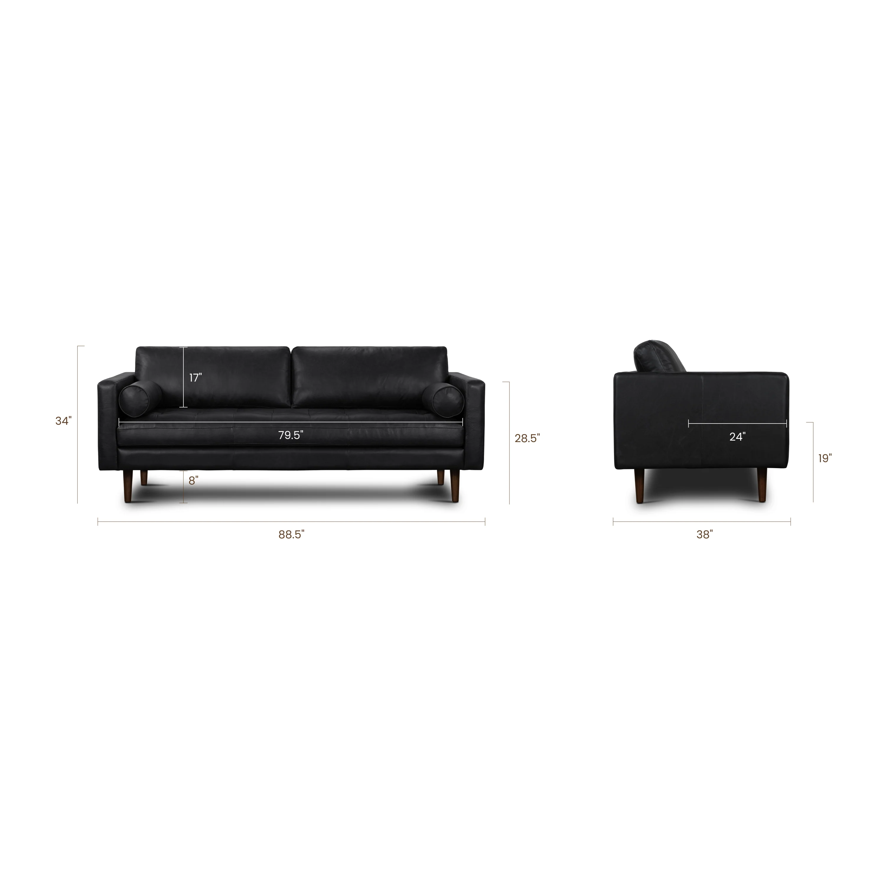 Napa 88.5” Leather Sofa | Onyx Black - Image 17