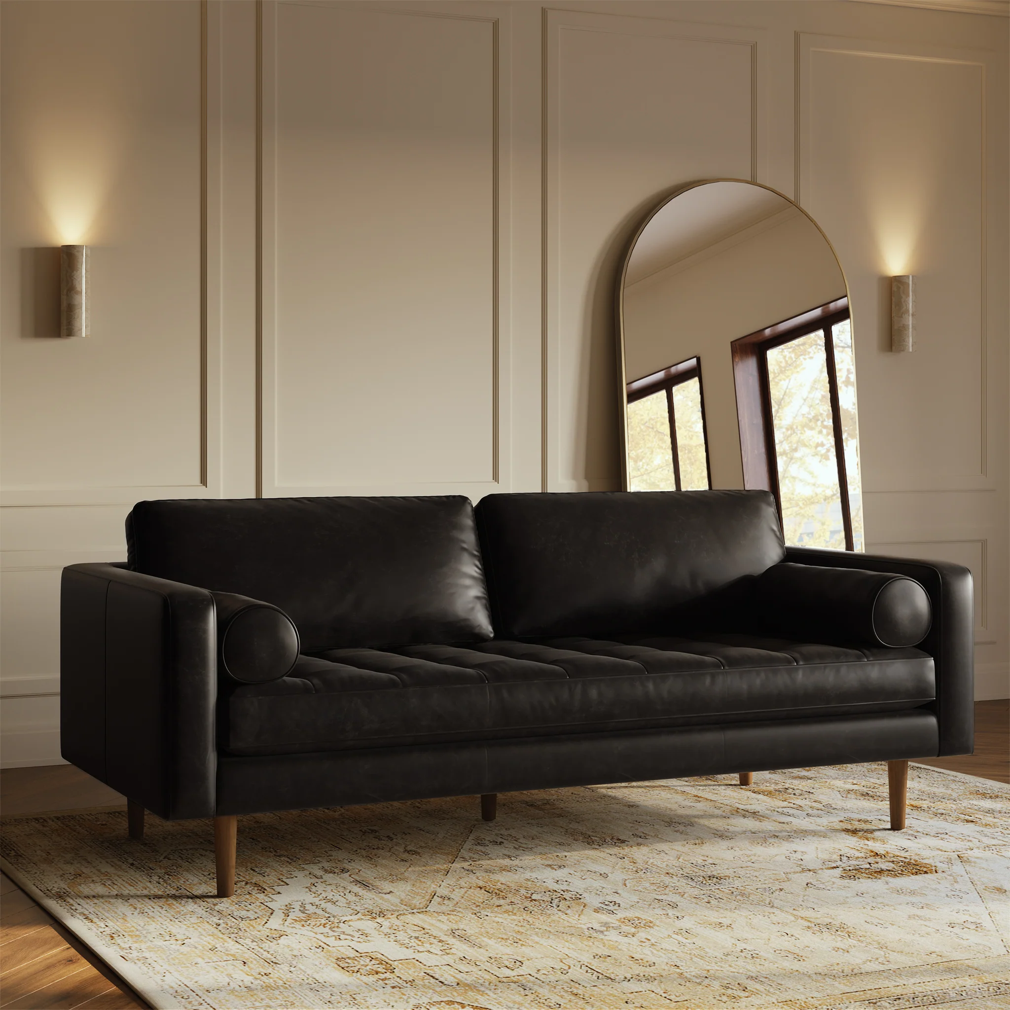Napa 88.5” Leather Sofa | Onyx Black - Image 2