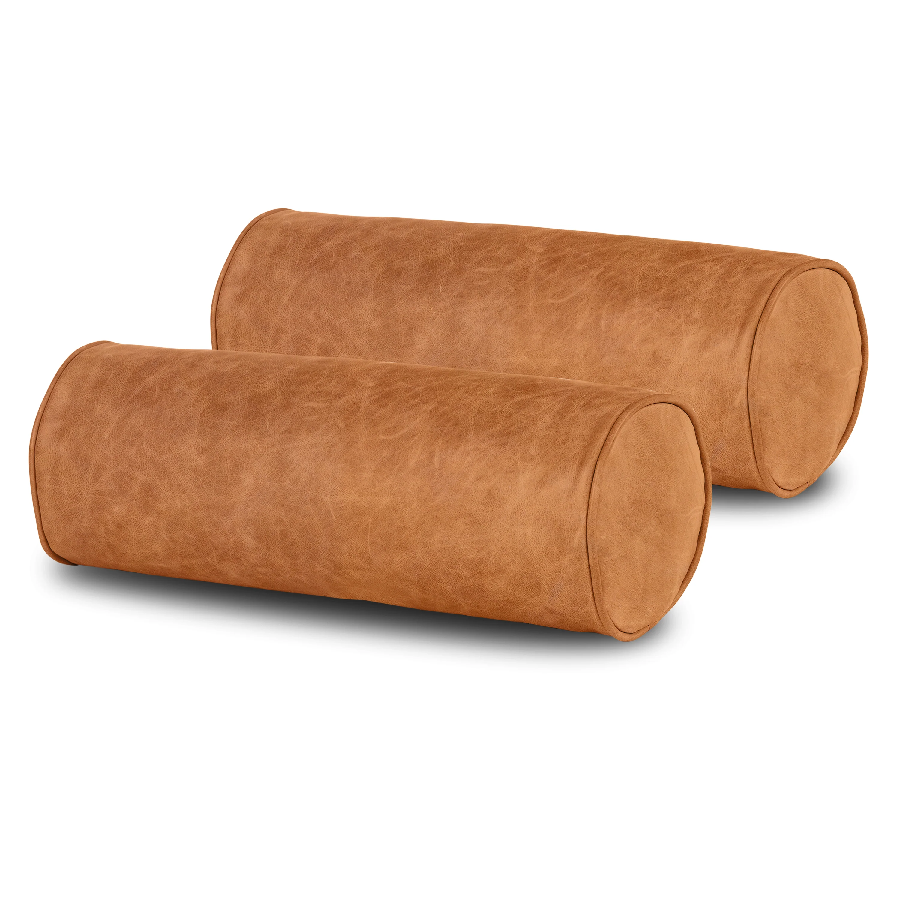 Napa Leather Bolster Pillow Set | Cognac Tan - Image 4