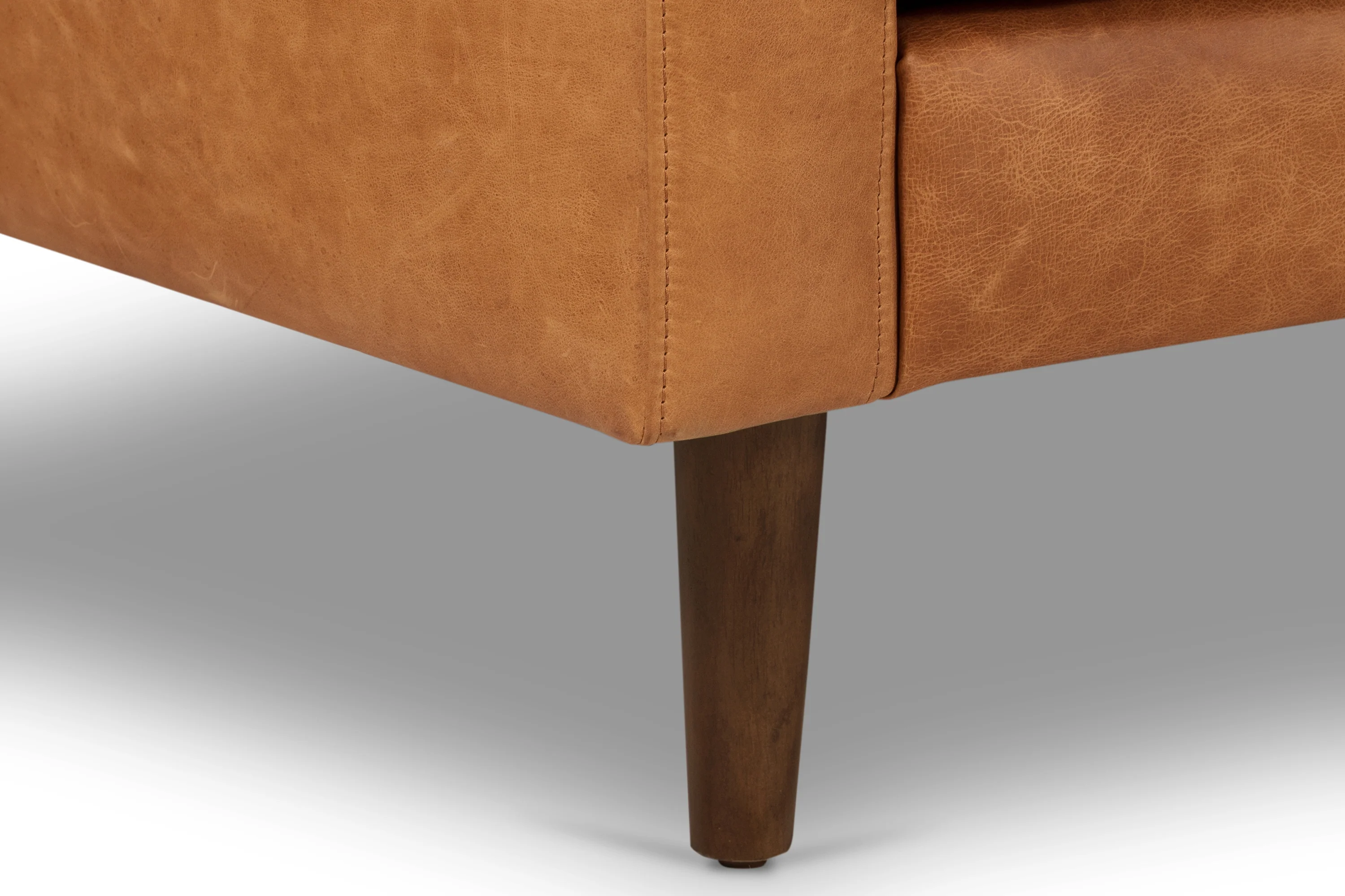 Napa 98" Leather L-Shaped Corner Sectional Sofa | Cognac Tan - Image 10
