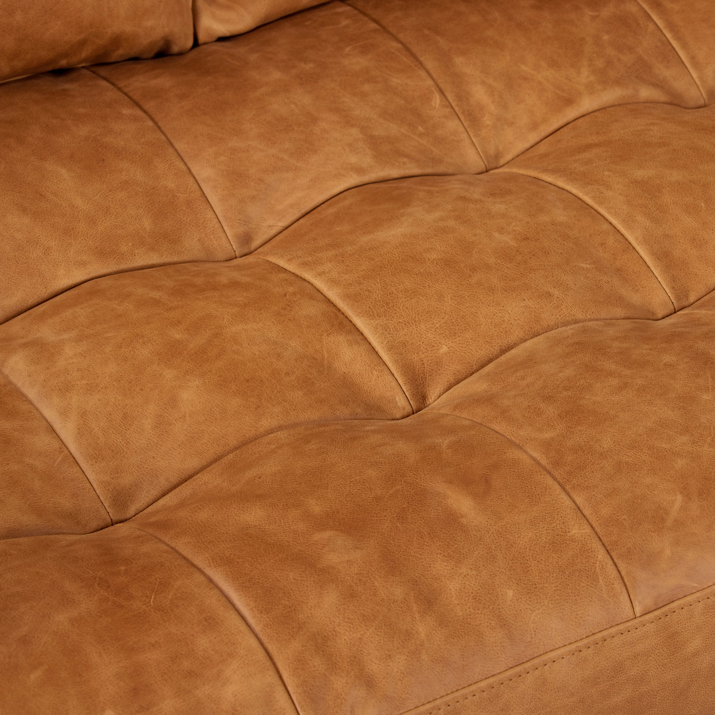 Napa 98" Leather L-Shaped Corner Sectional Sofa | Cognac Tan - Image 11