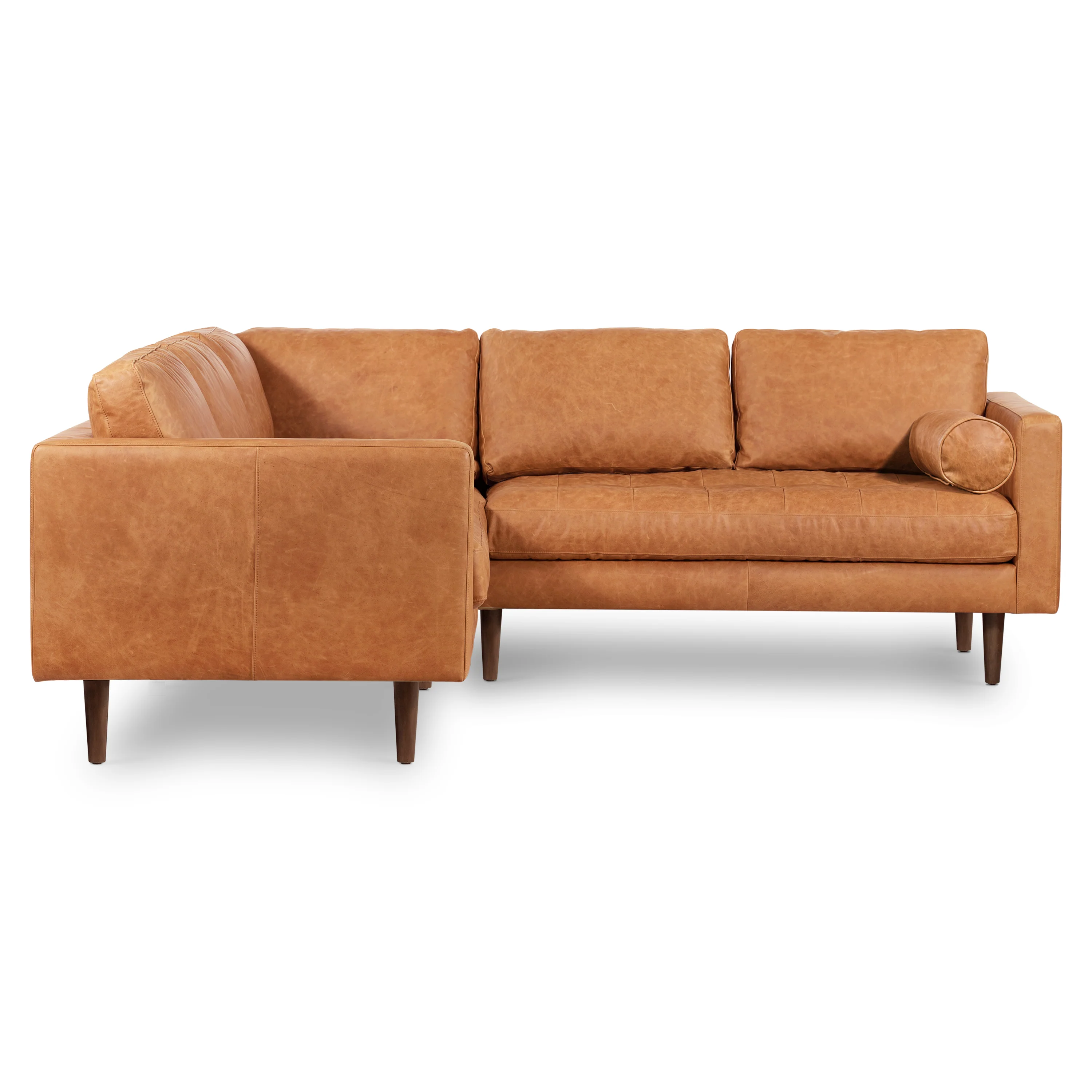 Napa 98" Leather L-Shaped Corner Sectional Sofa | Cognac Tan - Image 3