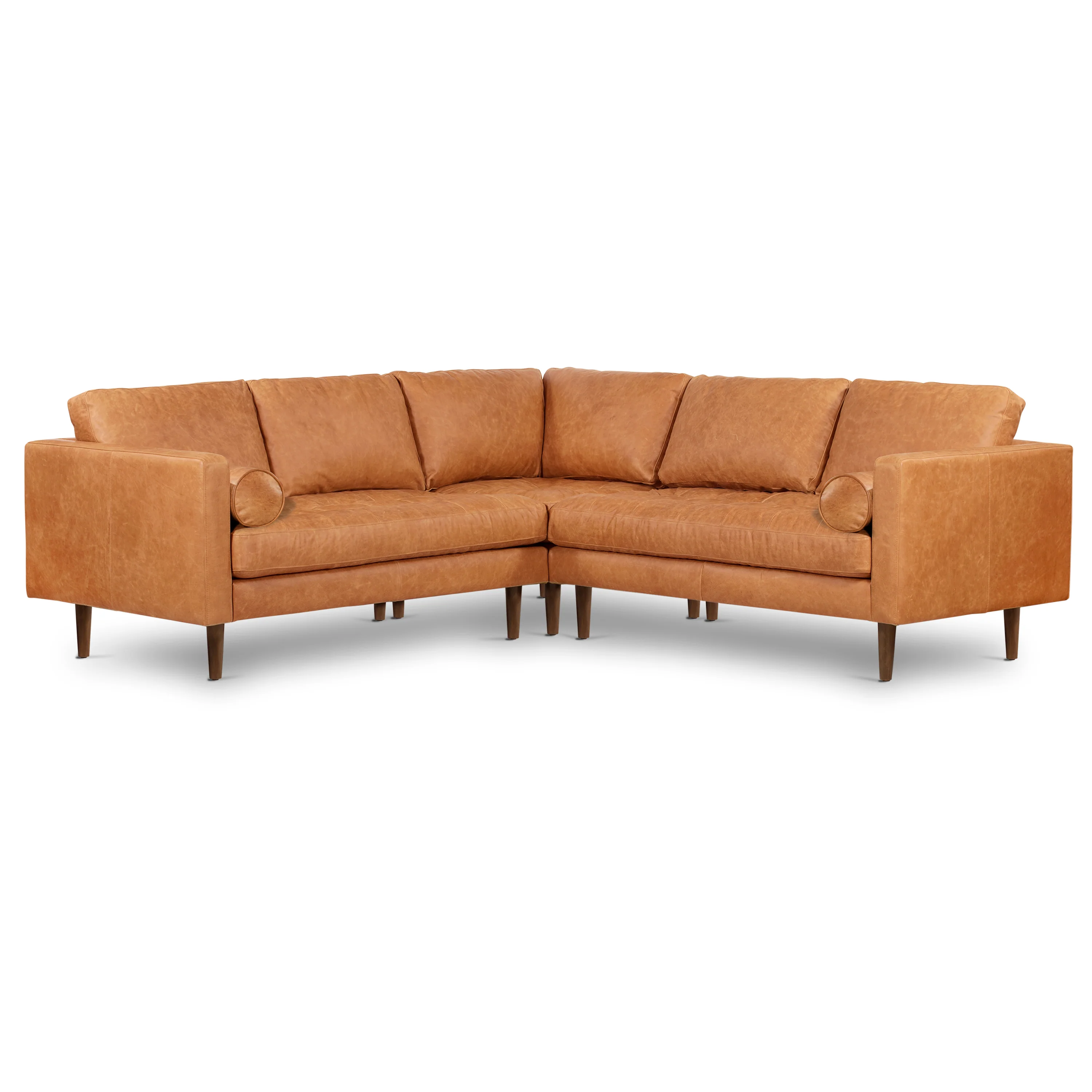 Napa 98" Leather L-Shaped Corner Sectional Sofa | Cognac Tan - Image 4