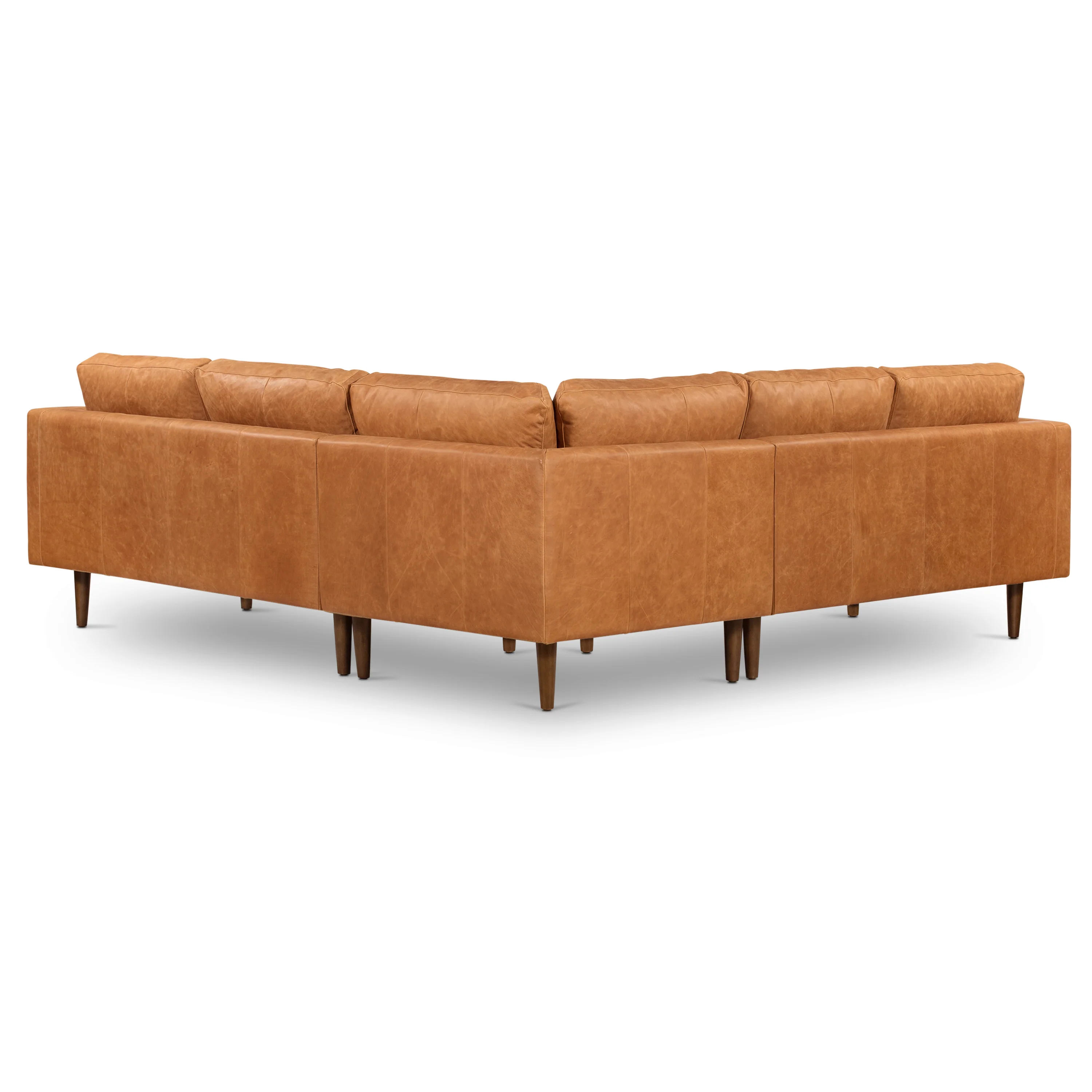 Napa 98" Leather L-Shaped Corner Sectional Sofa | Cognac Tan - Image 5