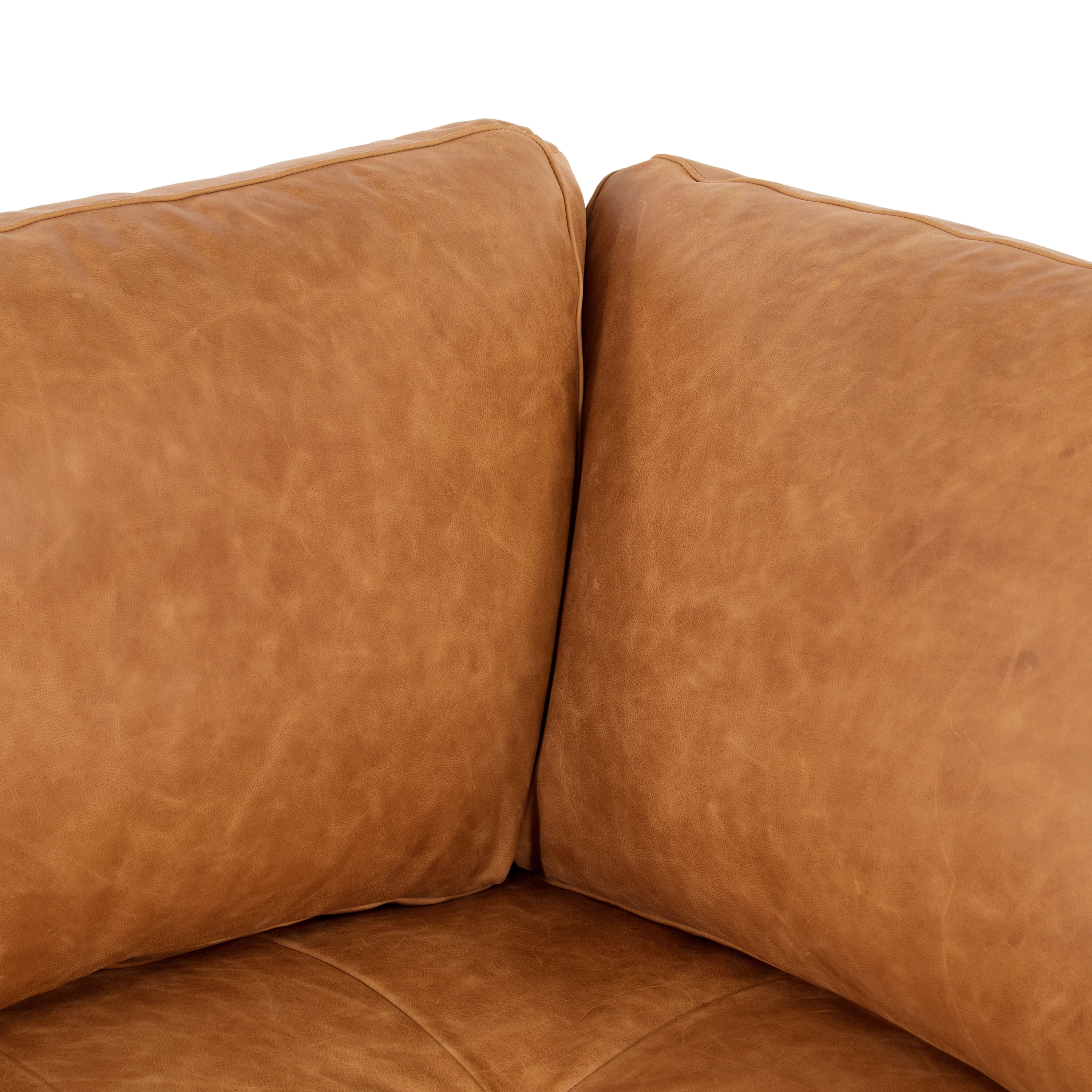 Napa 98" Leather L-Shaped Corner Sectional Sofa | Cognac Tan - Image 7