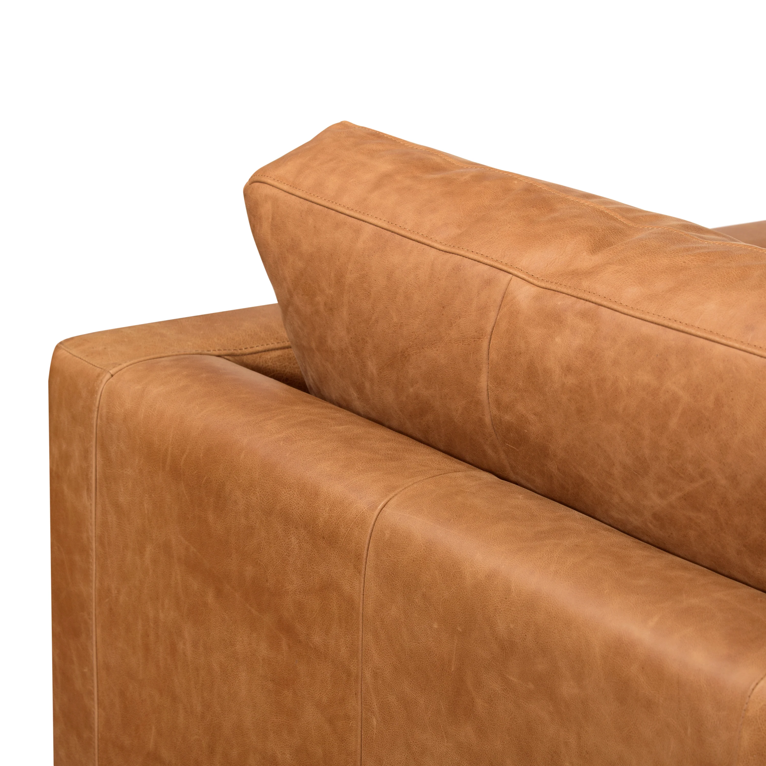 Napa 98" Leather L-Shaped Corner Sectional Sofa | Cognac Tan - Image 8