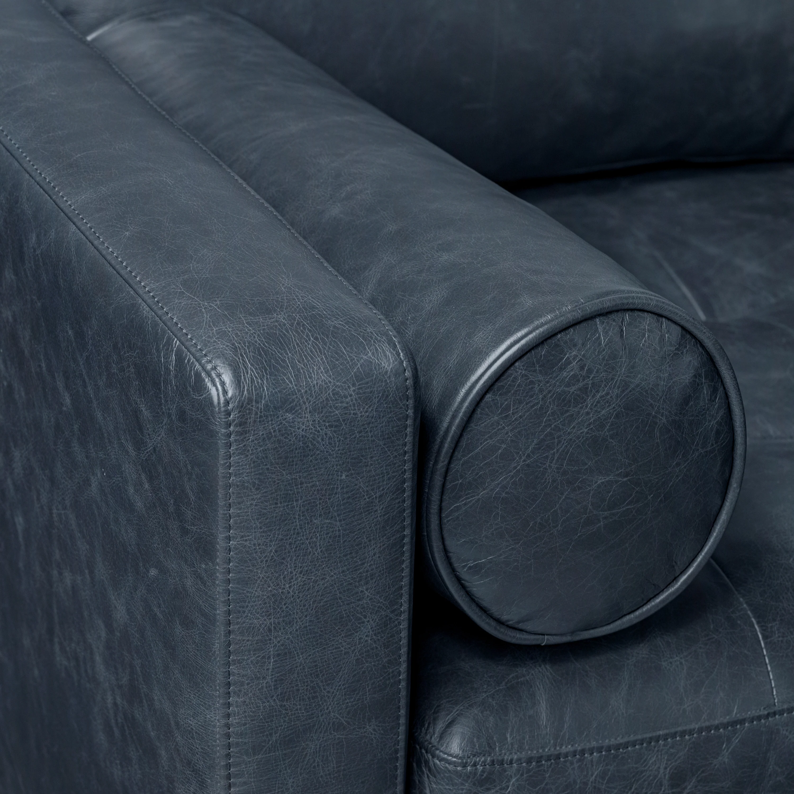 Napa 98" Leather L-Shaped Corner Sectional Sofa | Nightfall Blue - Image 10