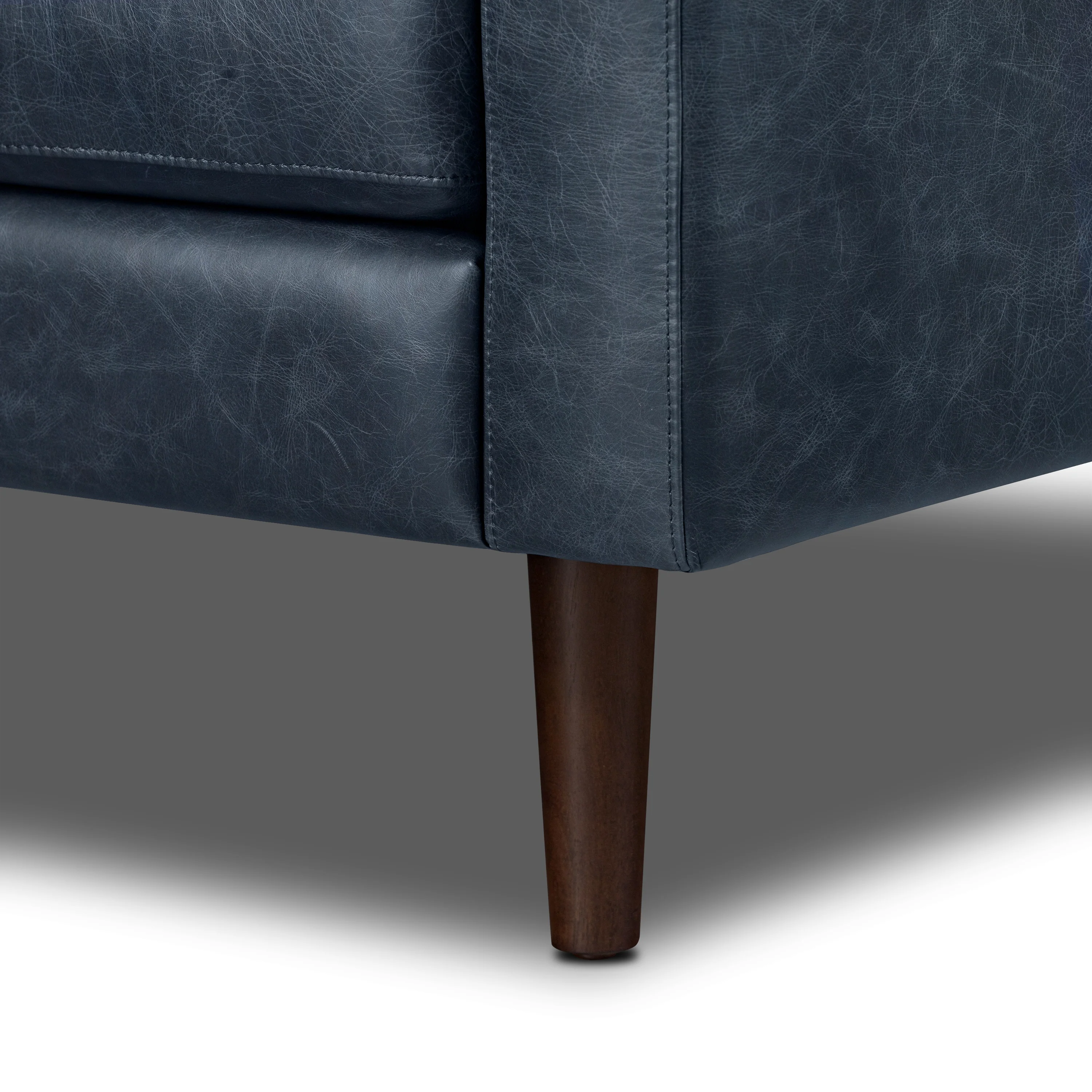 Napa 98" Leather L-Shaped Corner Sectional Sofa | Nightfall Blue - Image 11