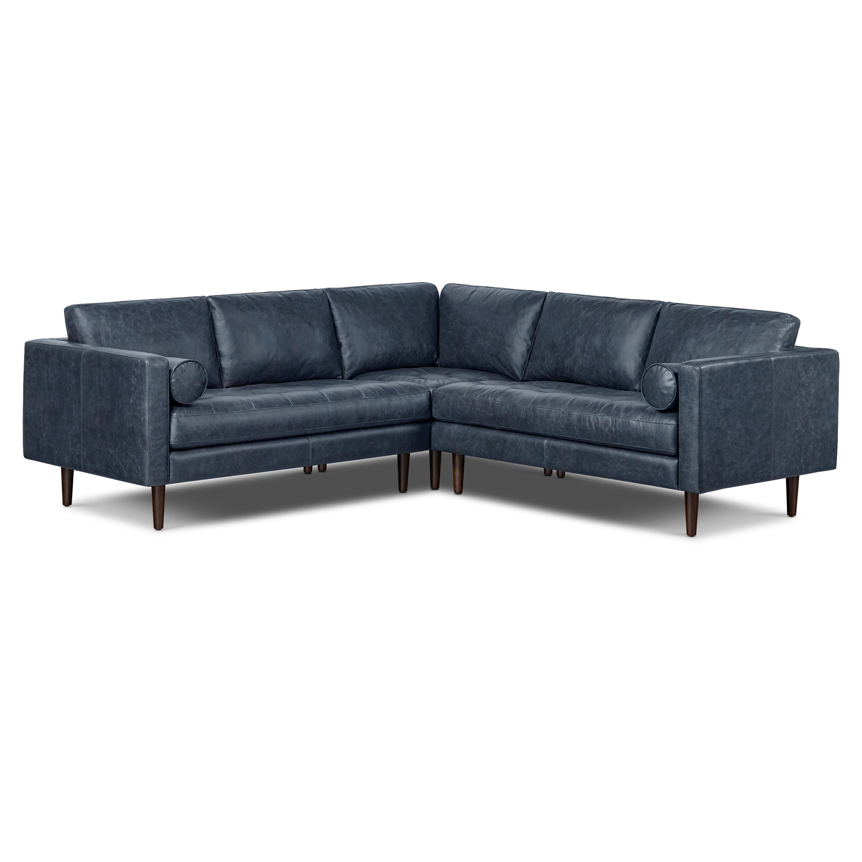 Napa 98" Leather L-Shaped Corner Sectional Sofa | Nightfall Blue - Image 2