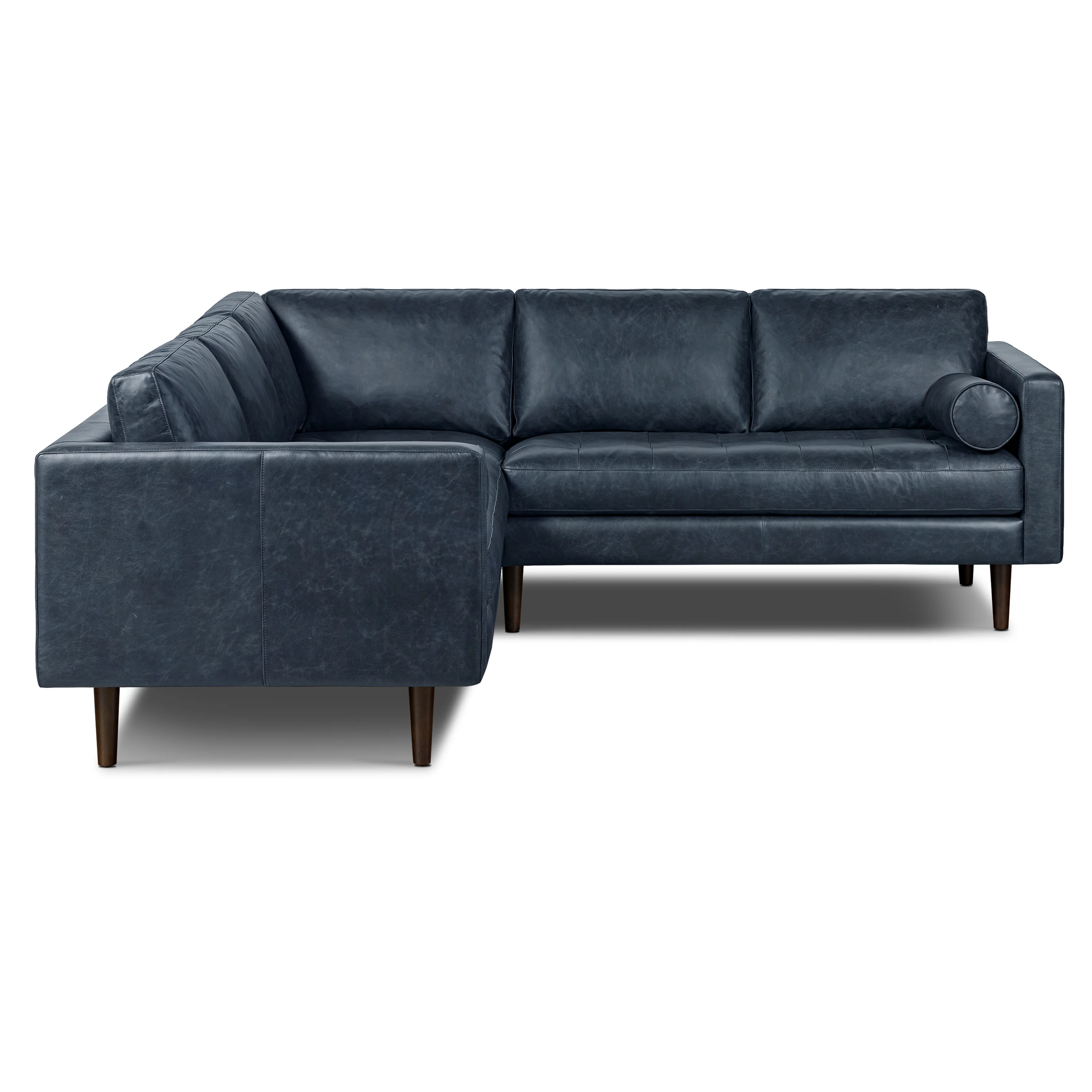 Napa 98" Leather L-Shaped Corner Sectional Sofa | Nightfall Blue - Image 3