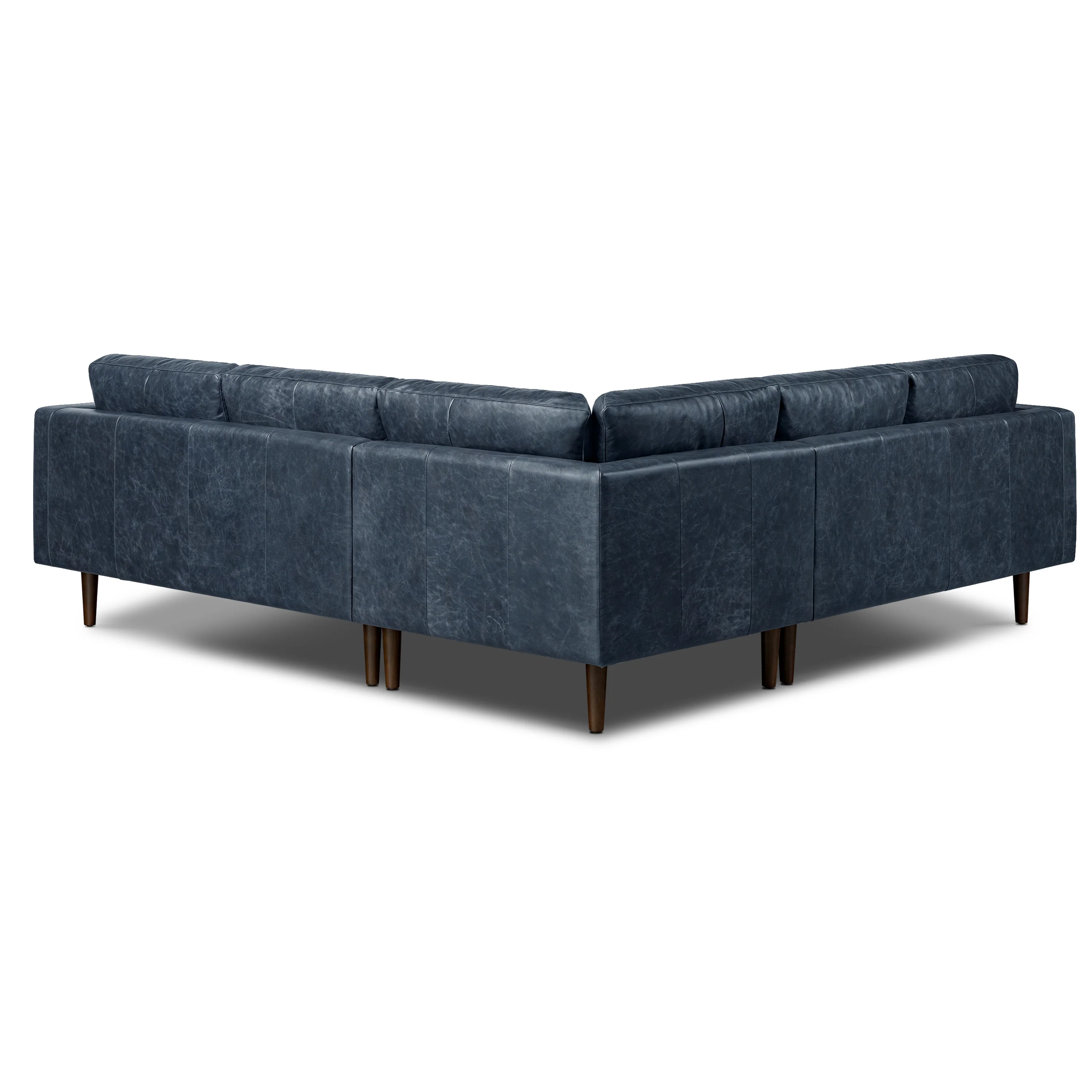 Napa 98" Leather L-Shaped Corner Sectional Sofa | Nightfall Blue - Image 4