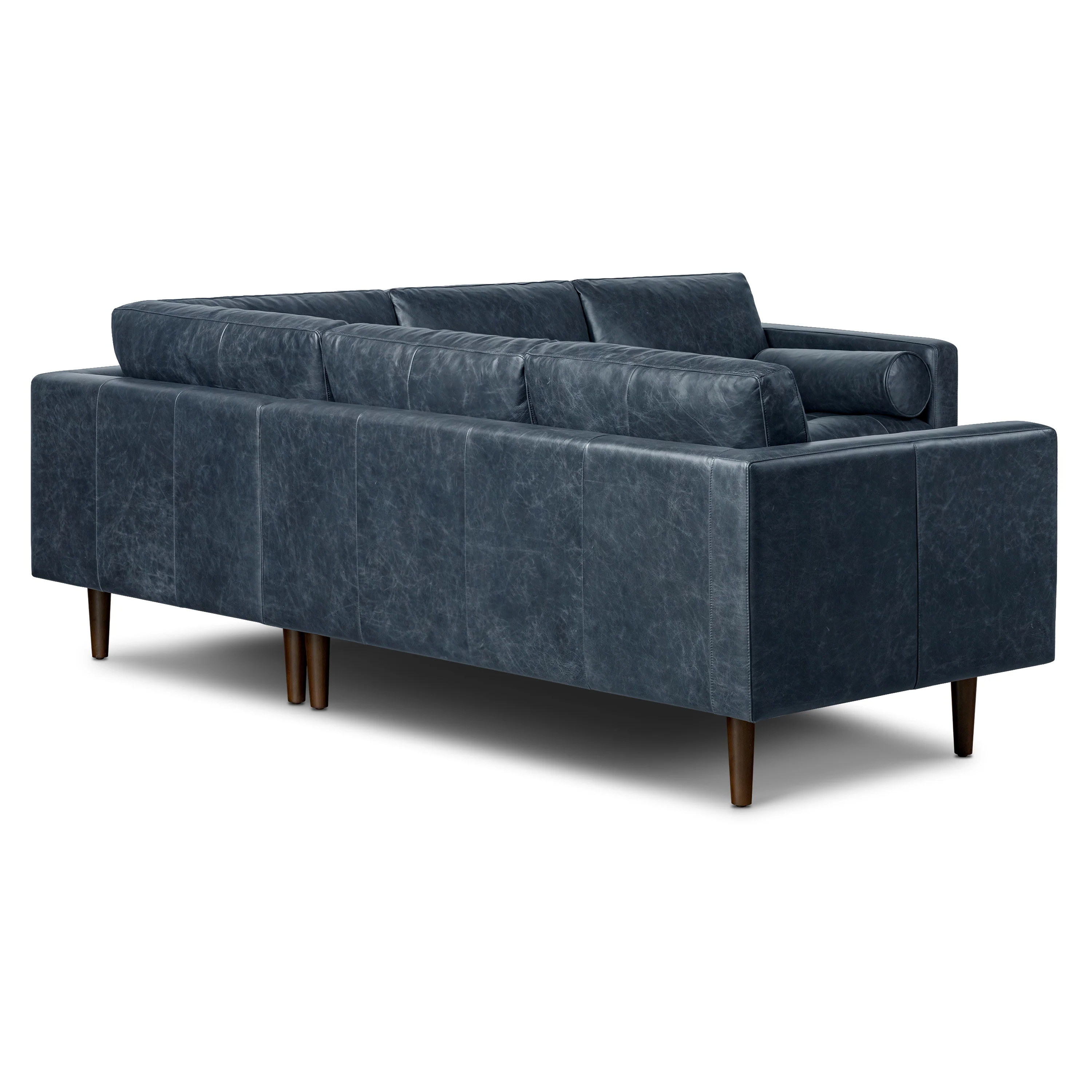 Napa 98" Leather L-Shaped Corner Sectional Sofa | Nightfall Blue - Image 5