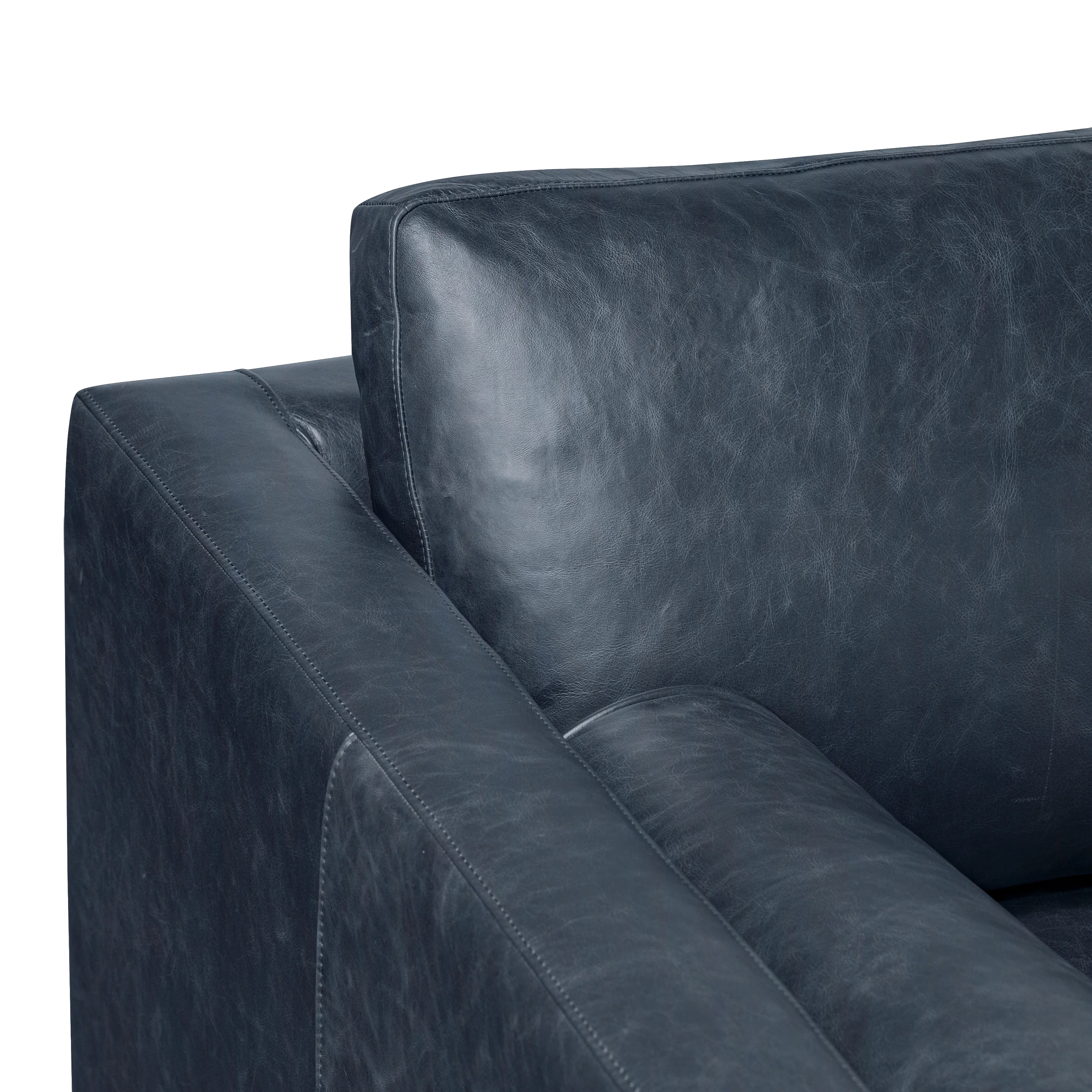 Napa 98" Leather L-Shaped Corner Sectional Sofa | Nightfall Blue - Image 7