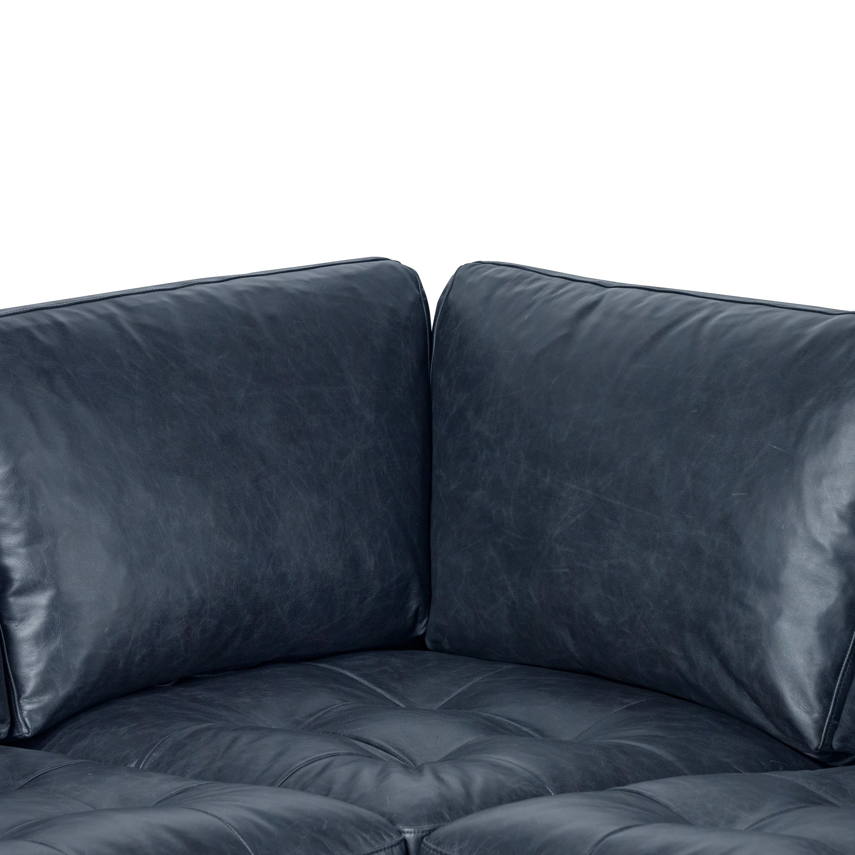 Napa 98" Leather L-Shaped Corner Sectional Sofa | Nightfall Blue - Image 8