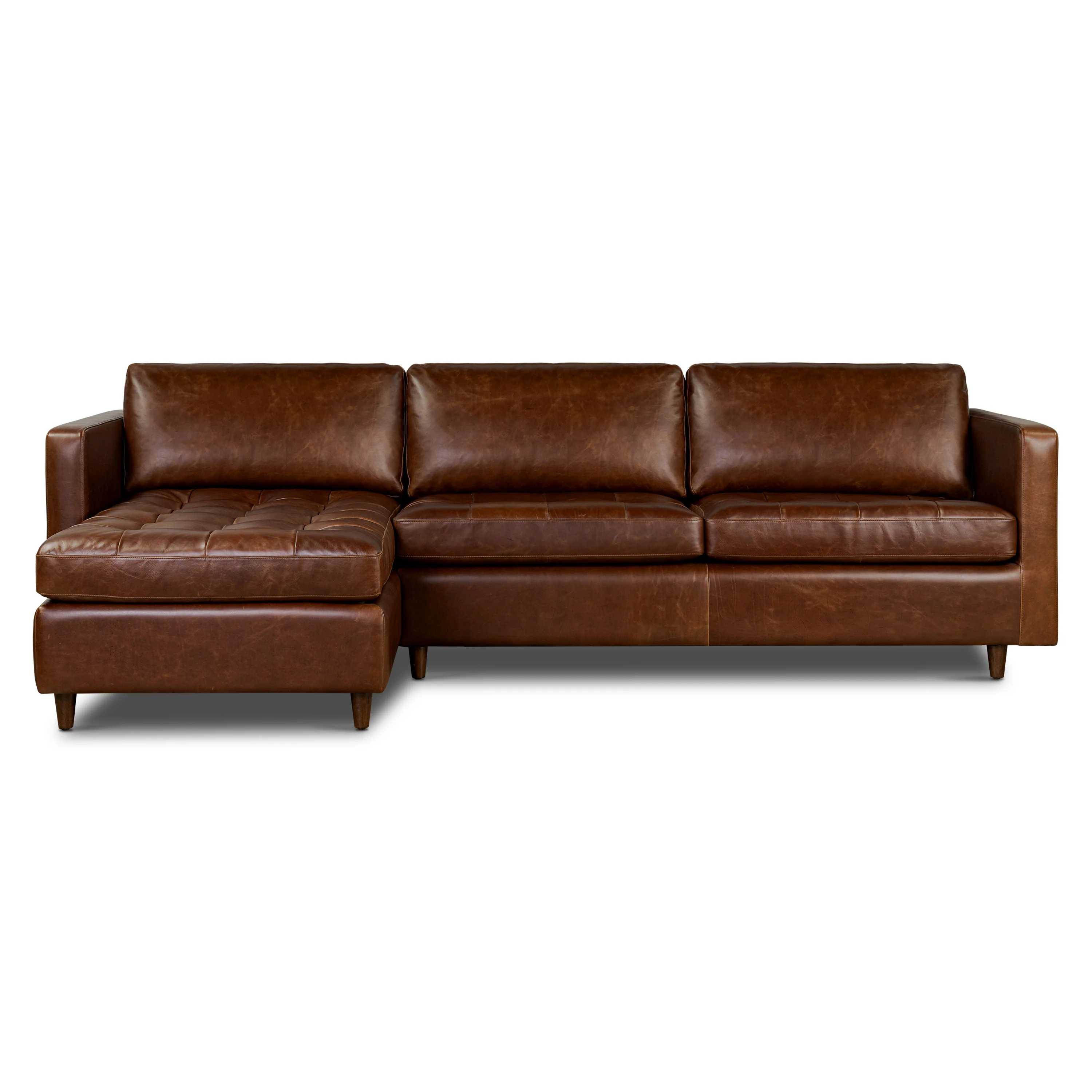Napa 113.5" Leather Left-Facing Pull-Out Sleeper Sectional Sofa | Oscuro Brown - Image 3