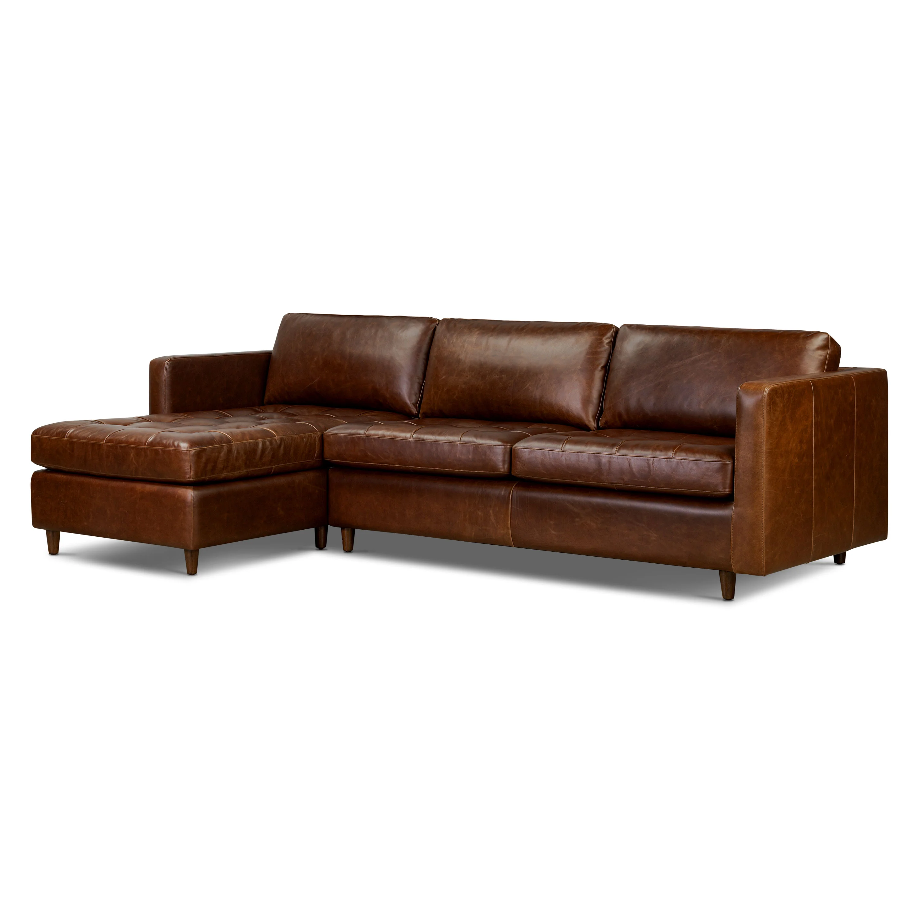 Napa 113.5" Leather Left-Facing Pull-Out Sleeper Sectional Sofa | Oscuro Brown - Image 4