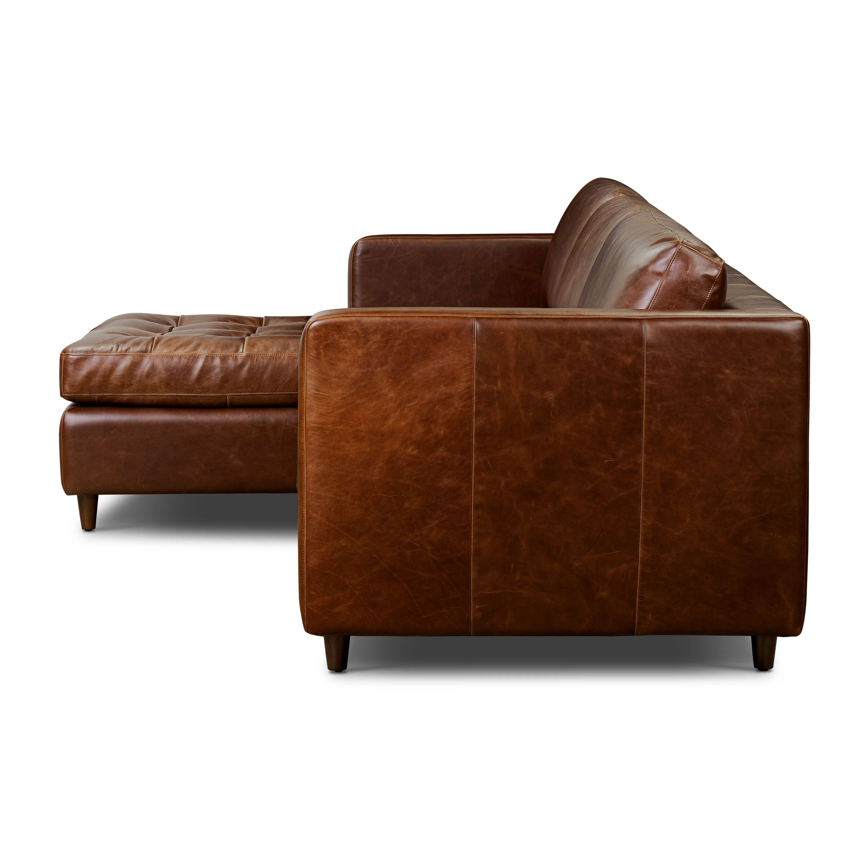 Napa 113.5" Leather Left-Facing Pull-Out Sleeper Sectional Sofa | Oscuro Brown - Image 5