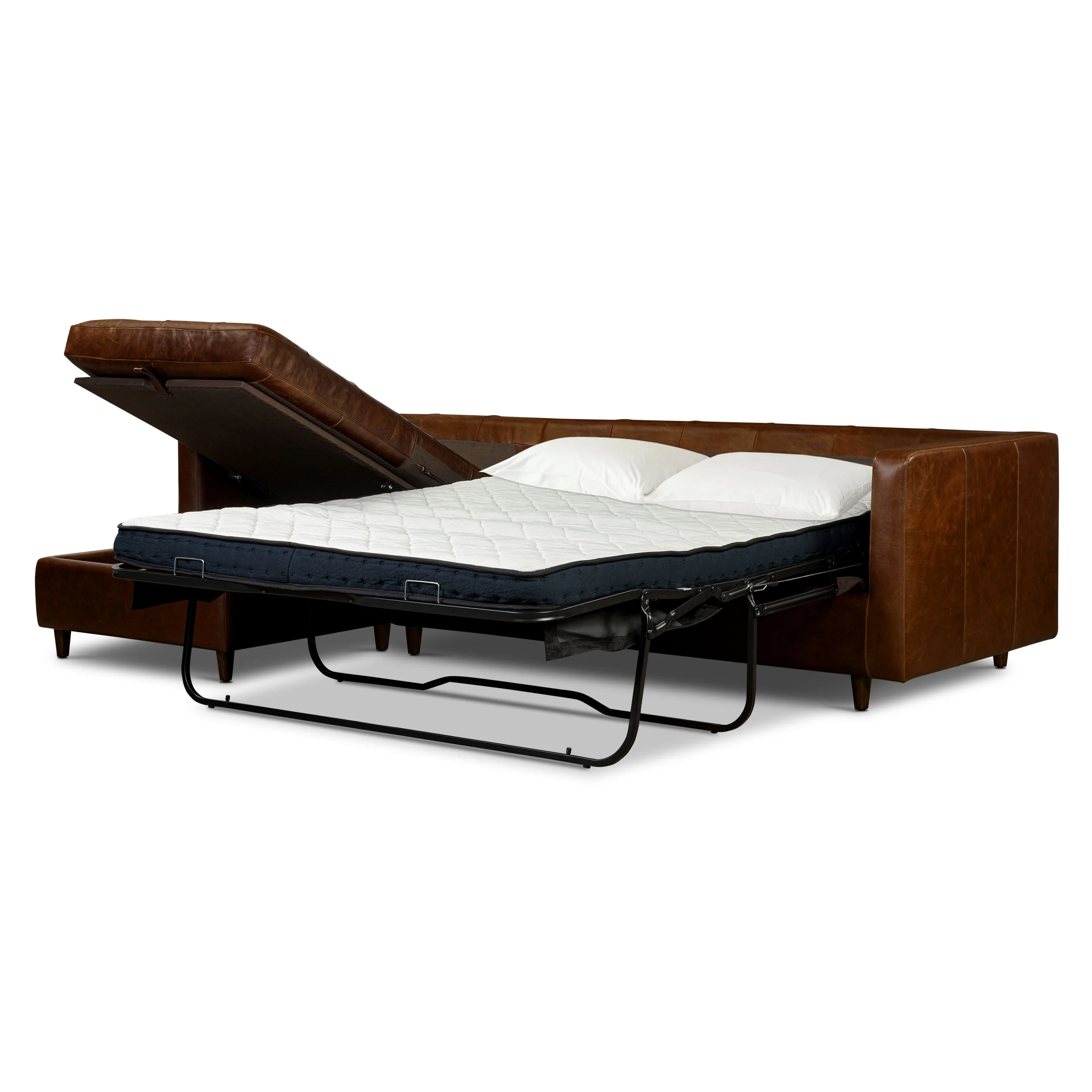 Napa 113.5" Leather Left-Facing Pull-Out Sleeper Sectional Sofa | Oscuro Brown - Image 9