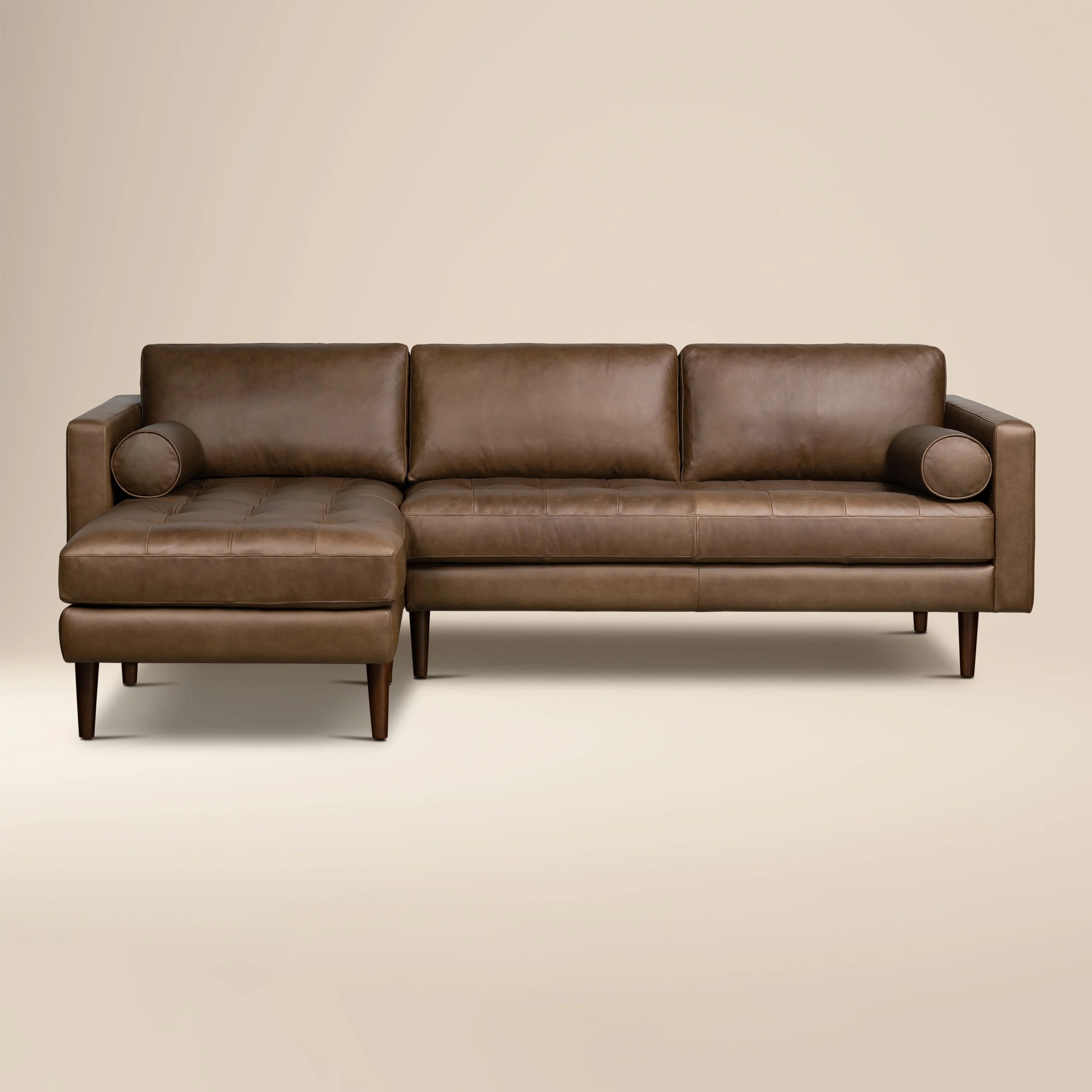 Napa 104.5" Leather Left-Facing Sectional Sofa | Cocoa Brown