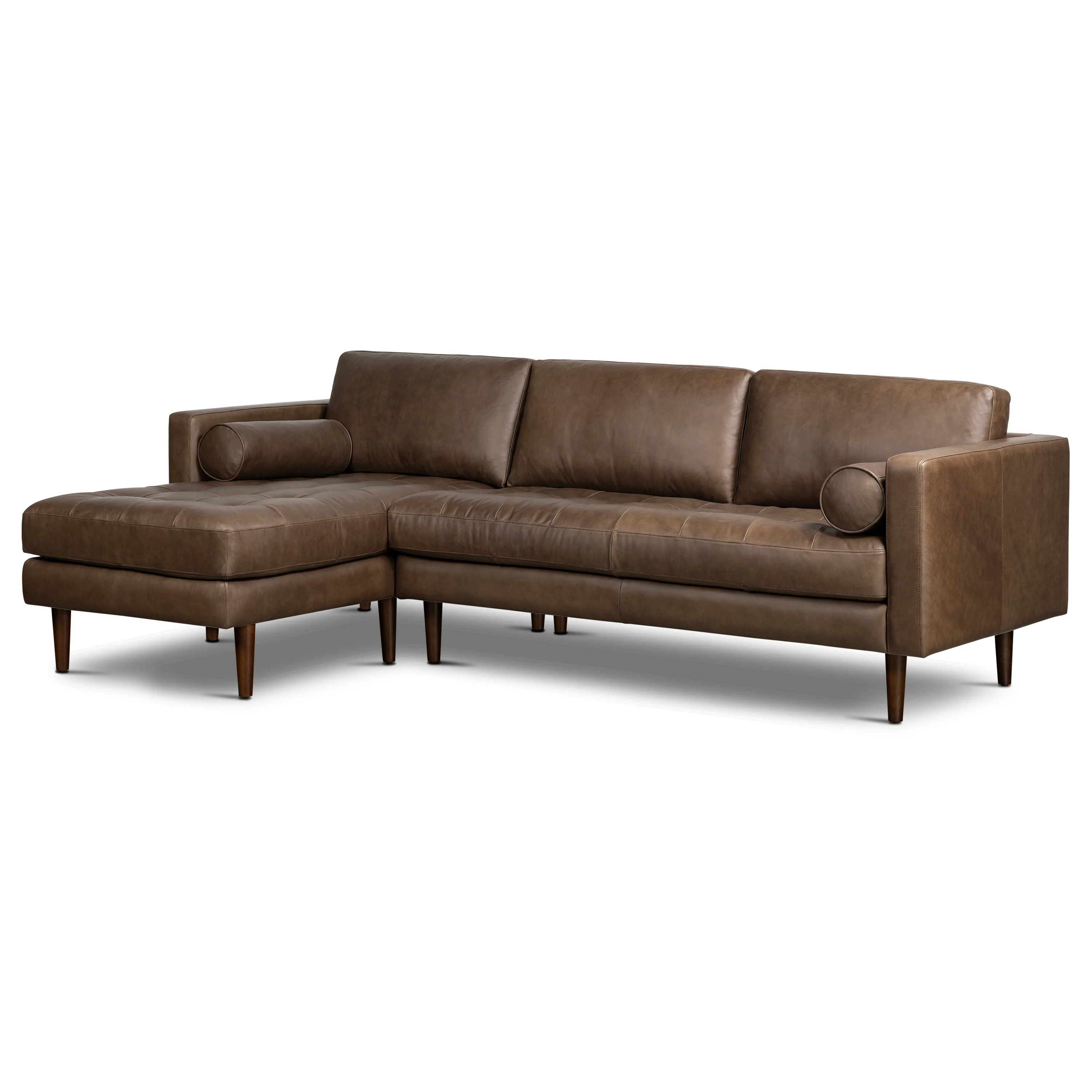 Napa 104.5" Leather Left-Facing Sectional Sofa | Cocoa Brown - Image 2