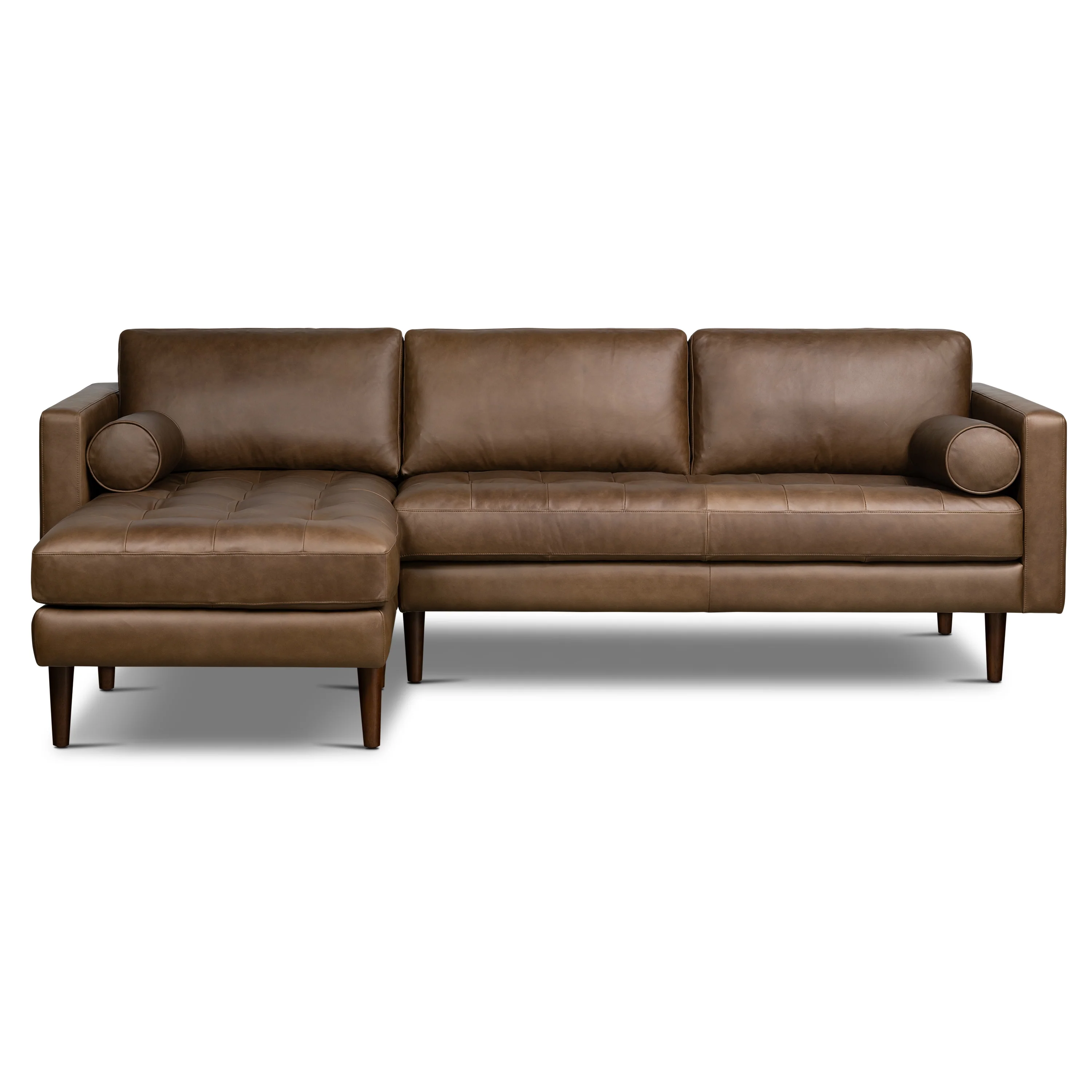 Napa 104.5" Leather Left-Facing Sectional Sofa | Cocoa Brown - Image 3