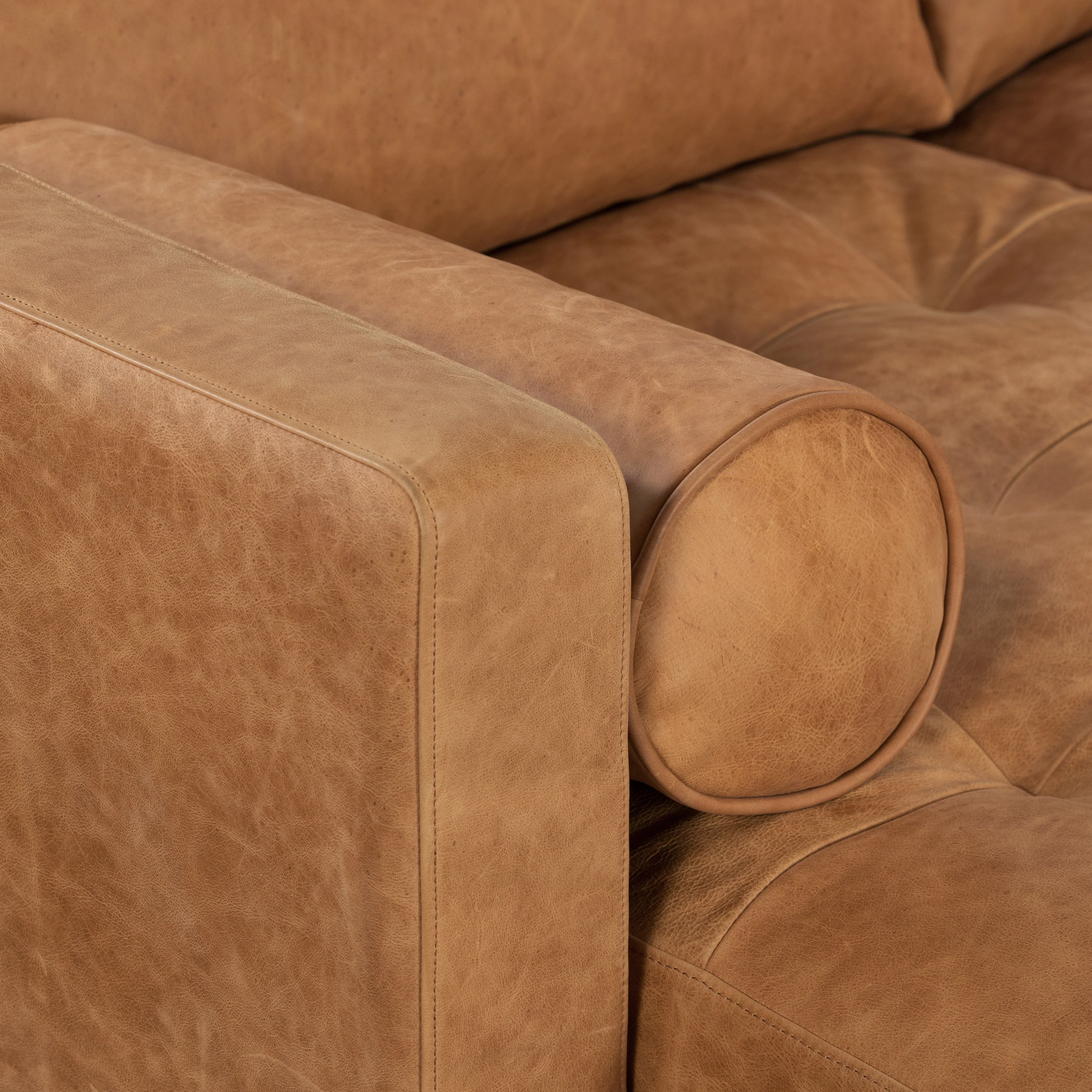 Napa 104.5" Leather Left-Facing Sectional Sofa | Cognac Tan - Image 13
