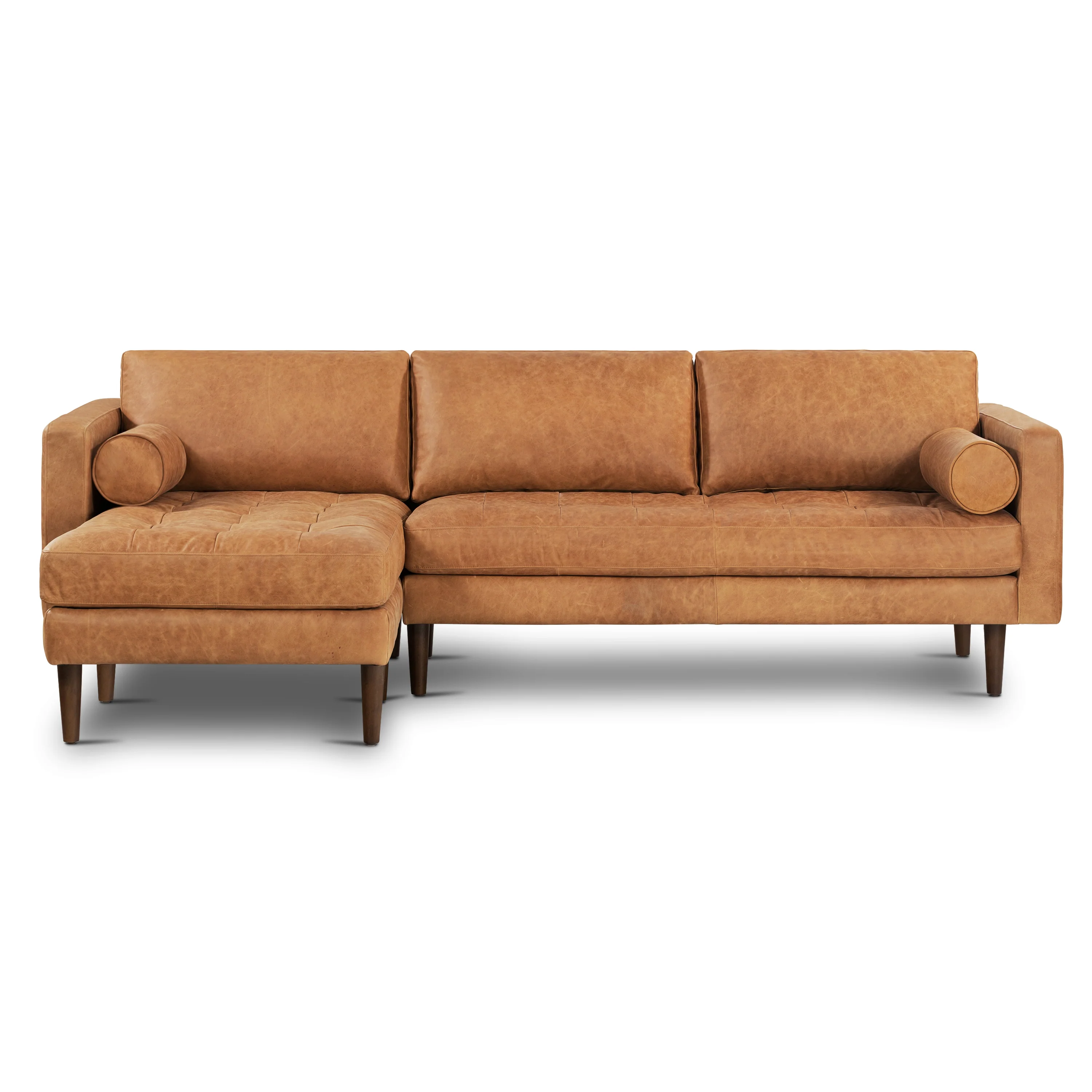 Napa 104.5" Leather Left-Facing Sectional Sofa | Cognac Tan - Image 4