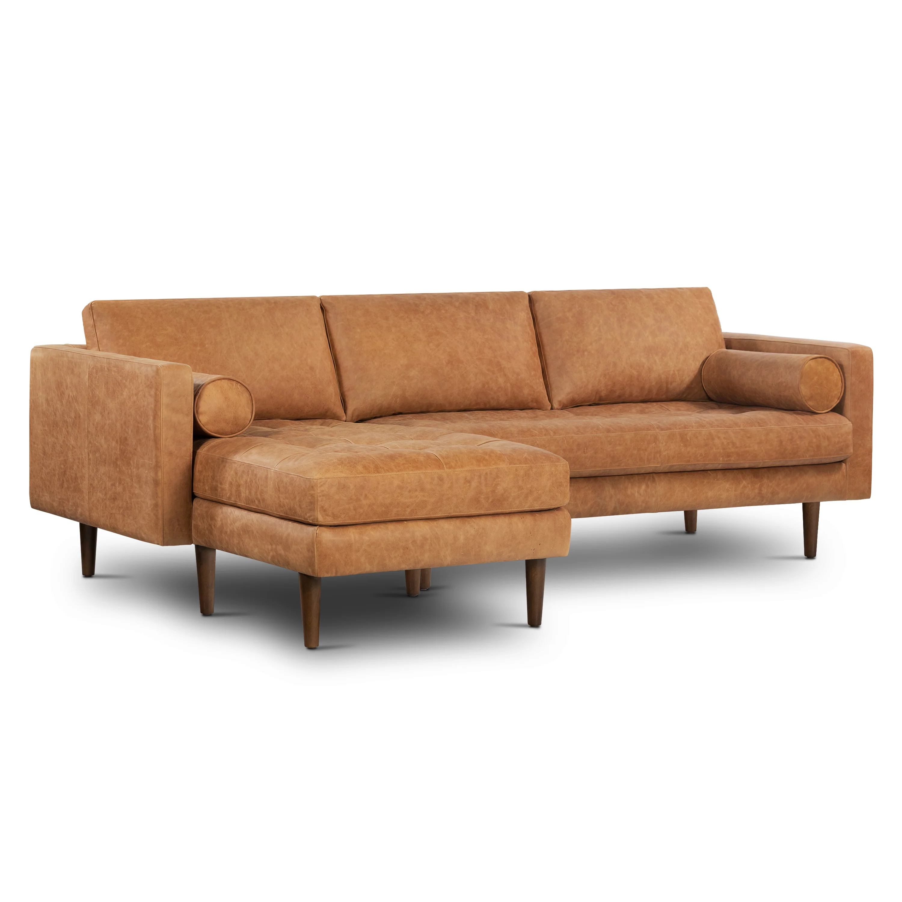 Napa 104.5" Leather Left-Facing Sectional Sofa | Cognac Tan - Image 5