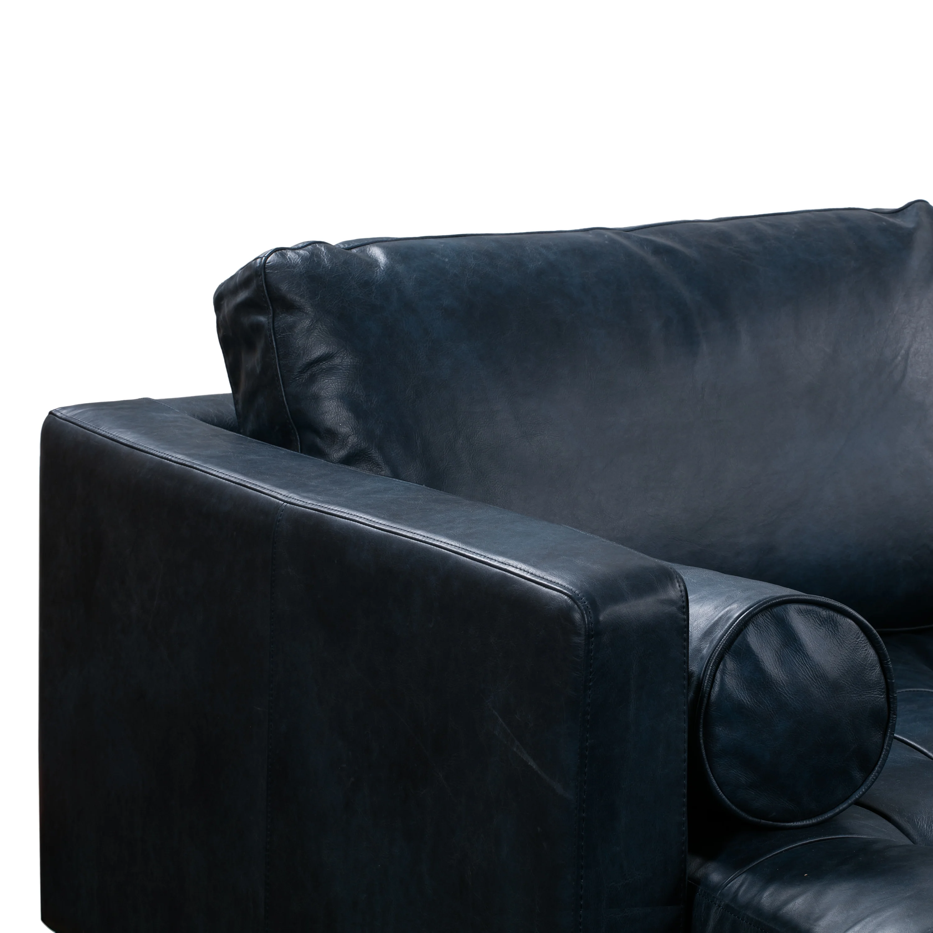 Napa 104.5" Leather Left-Facing Sectional Sofa | Midnight Blue - Image 11