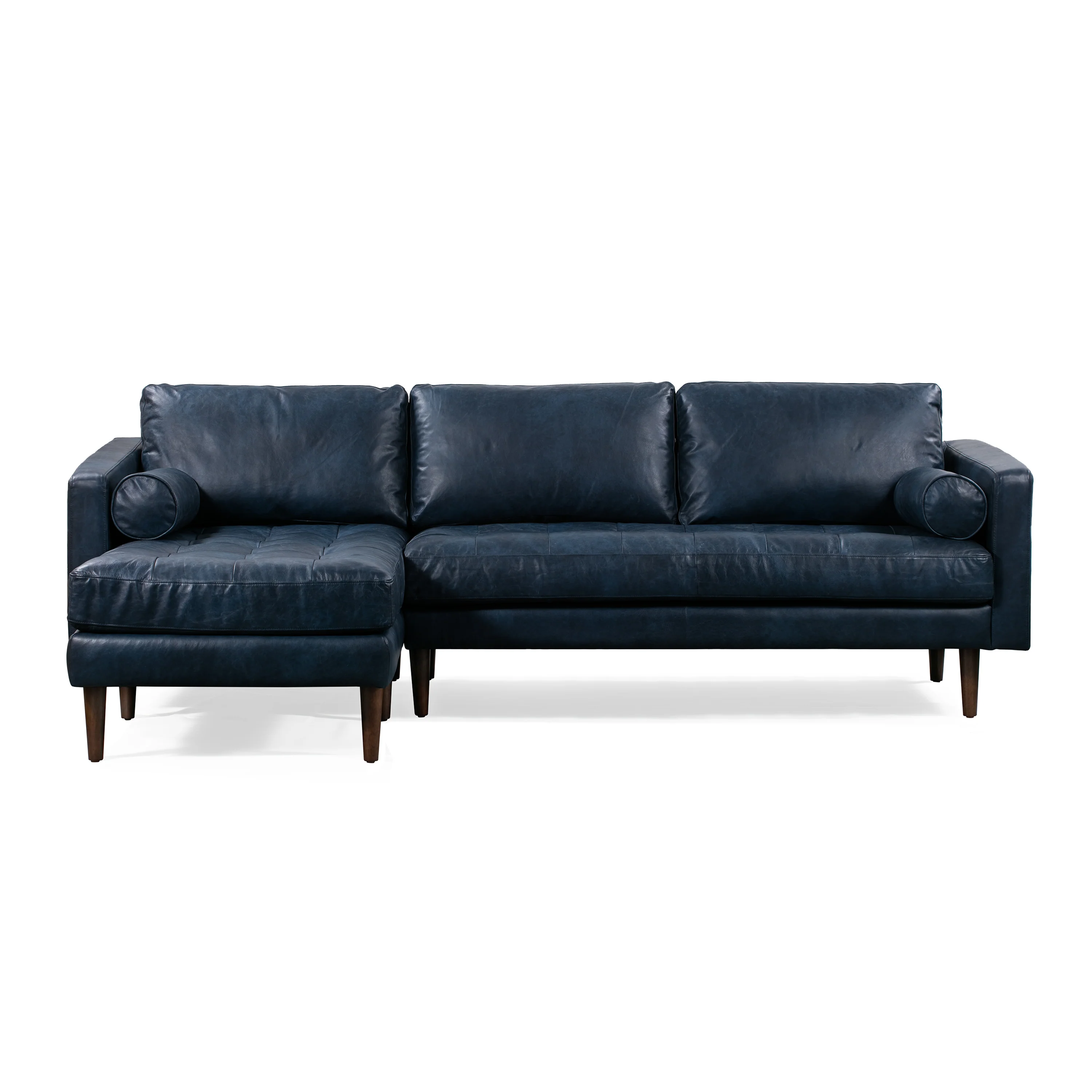 Napa 104.5" Leather Left-Facing Sectional Sofa | Midnight Blue - Image 2