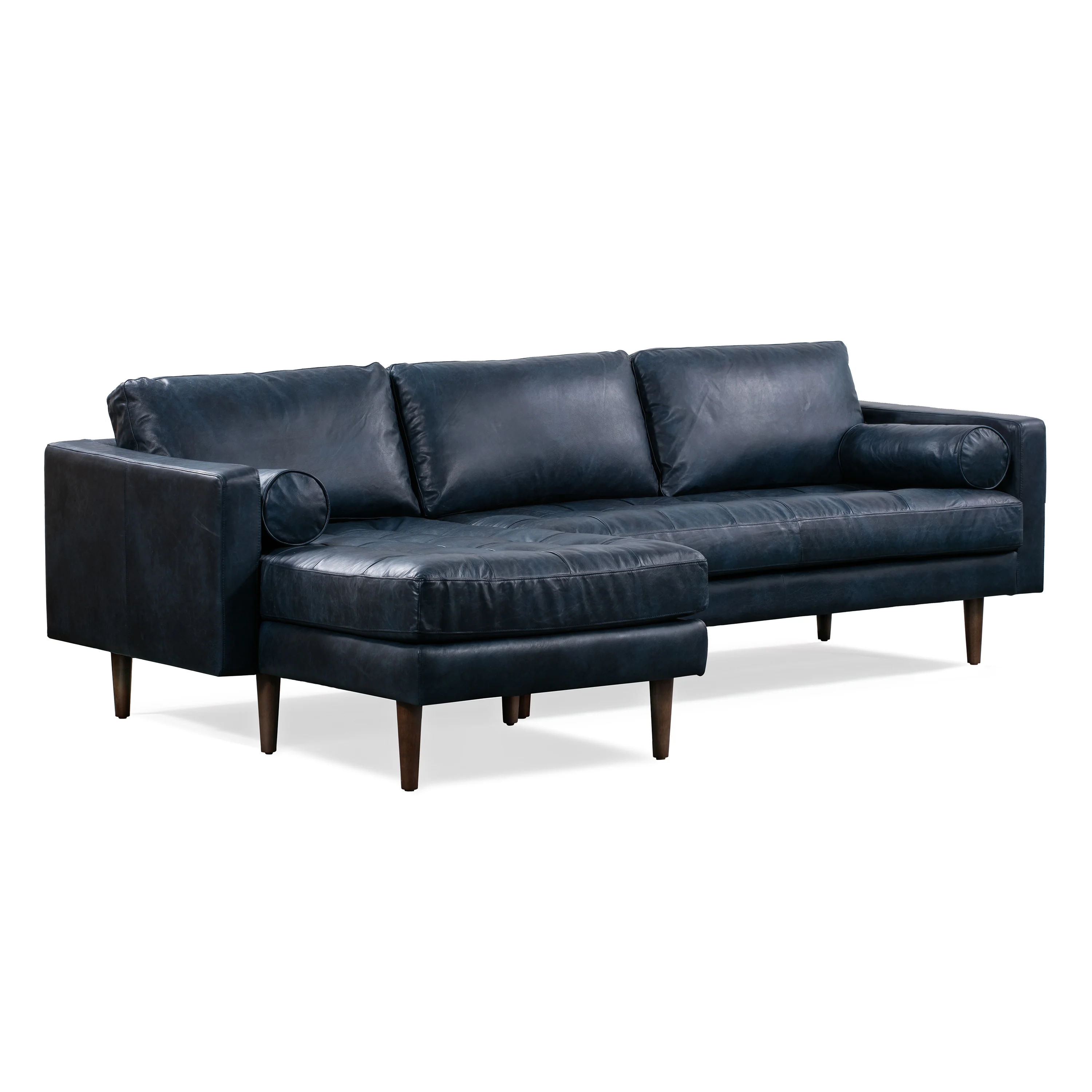 Napa 104.5" Leather Left-Facing Sectional Sofa | Midnight Blue - Image 3