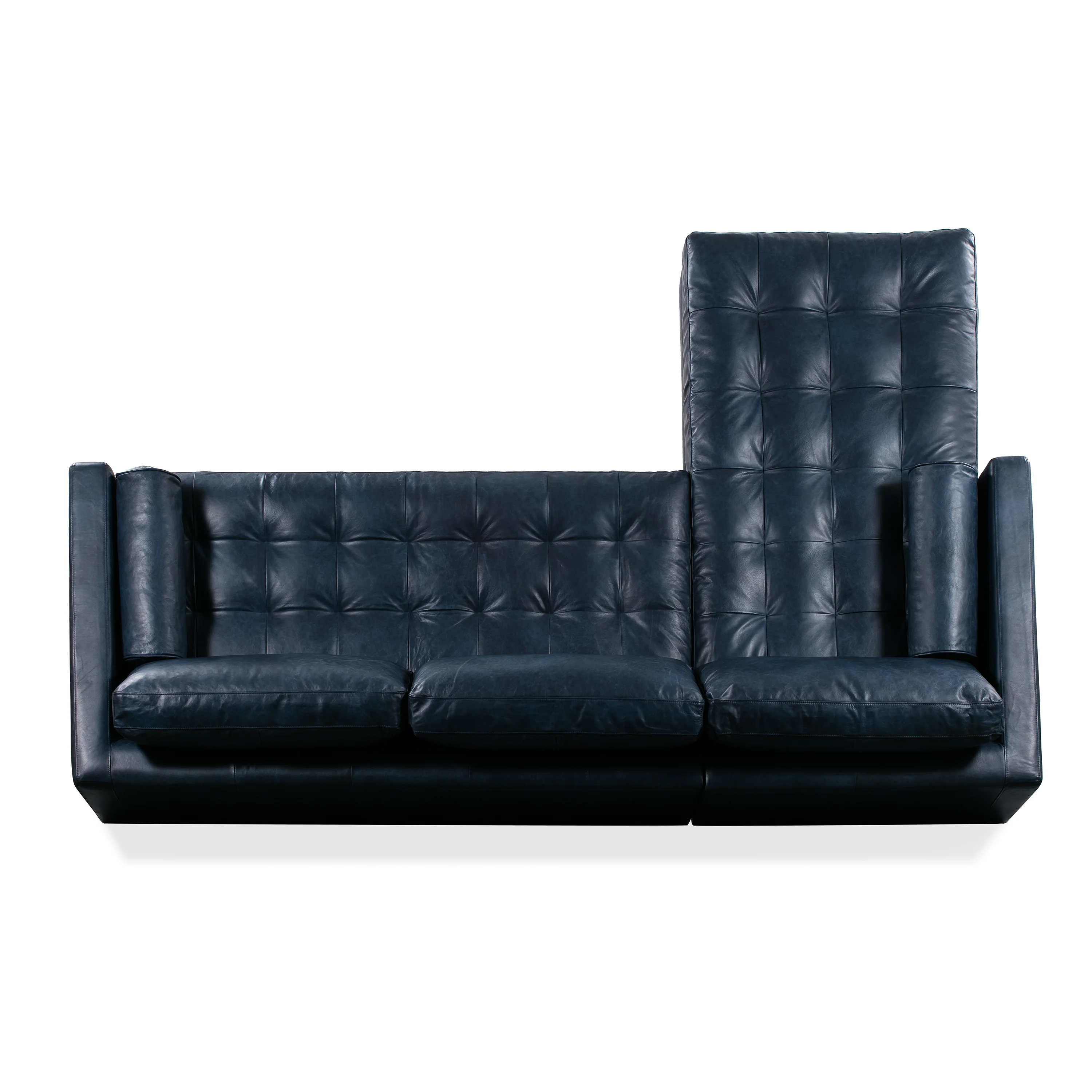 Napa 104.5" Leather Left-Facing Sectional Sofa | Midnight Blue - Image 6