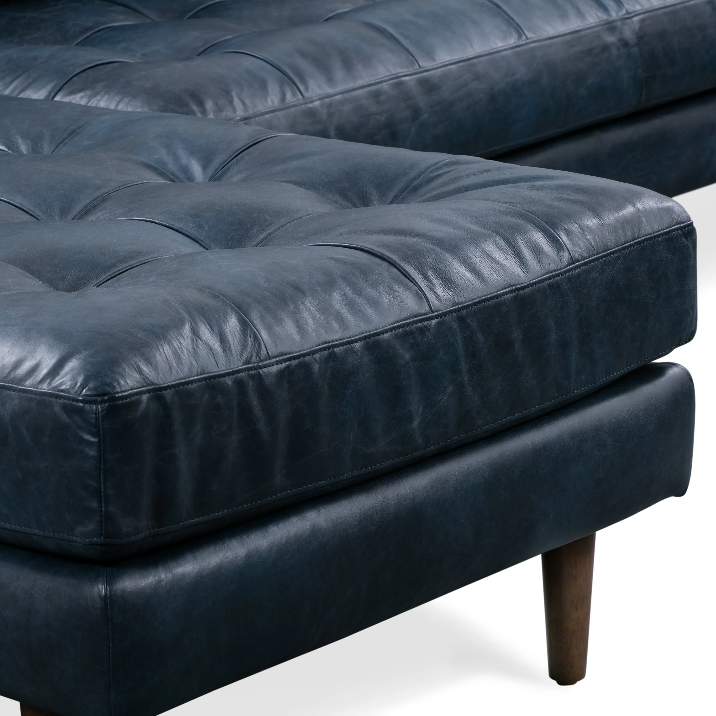 Napa 104.5" Leather Left-Facing Sectional Sofa | Midnight Blue - Image 8