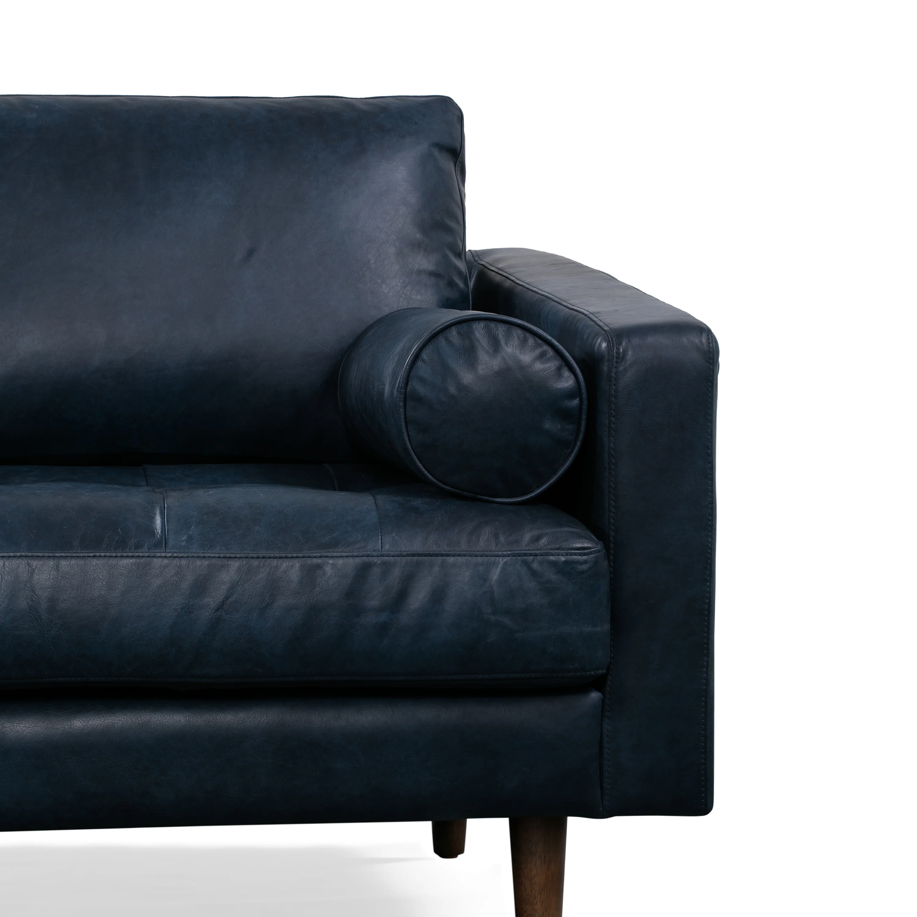 Napa 104.5" Leather Left-Facing Sectional Sofa | Midnight Blue - Image 9