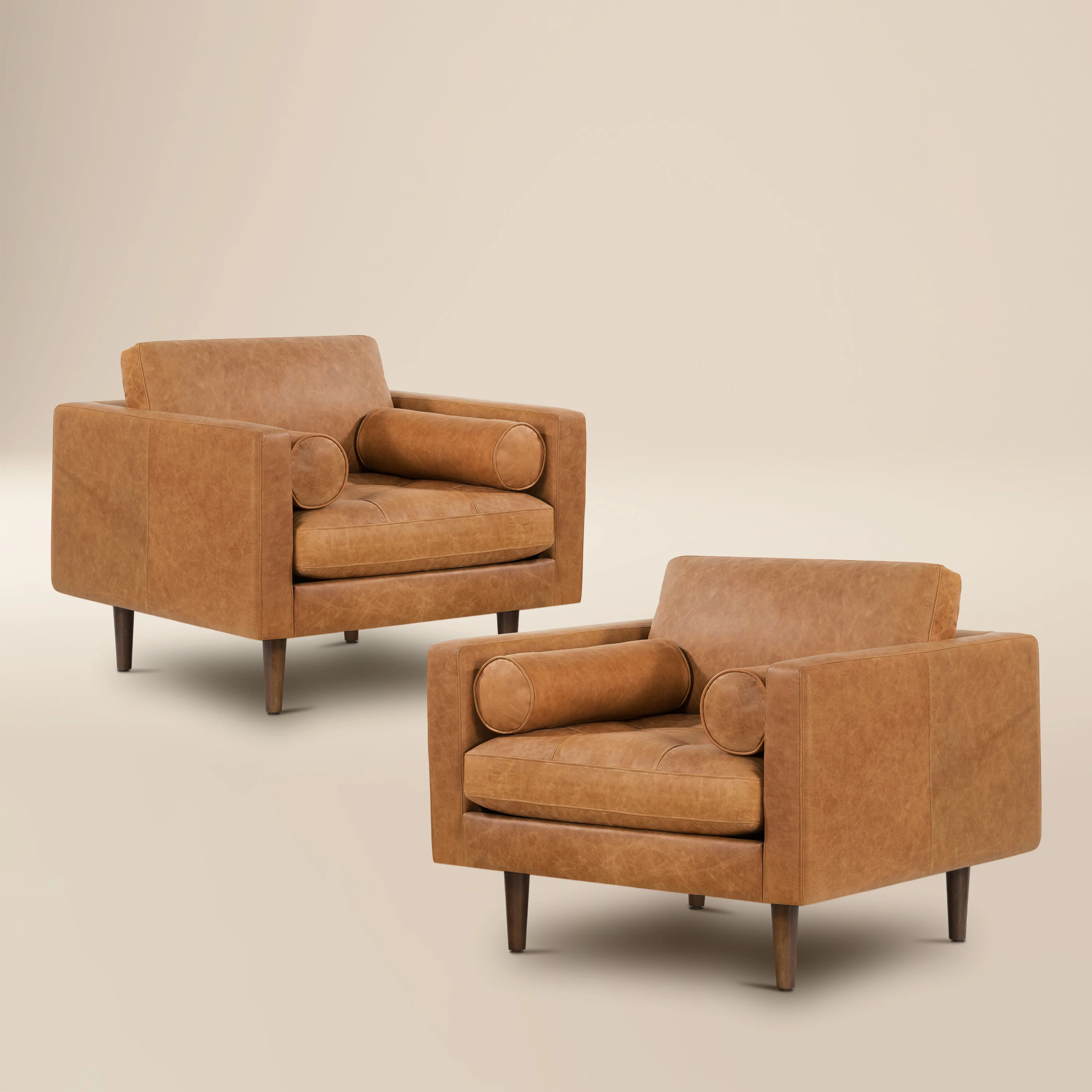 Napa Leather Lounge Chair | Cognac Tan | Set of 2
