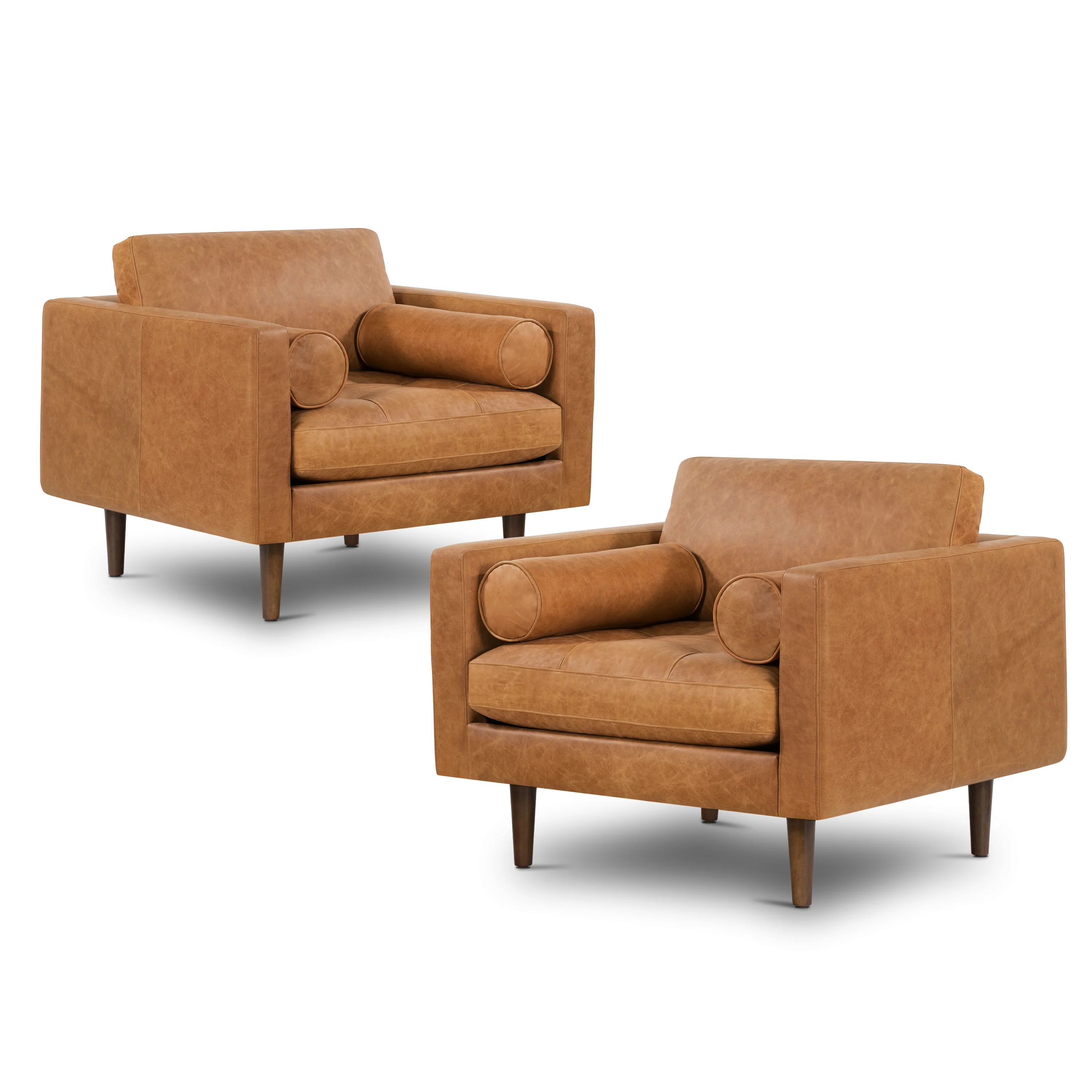 Napa Leather Lounge Chair | Cognac Tan | Set of 2 - Image 3