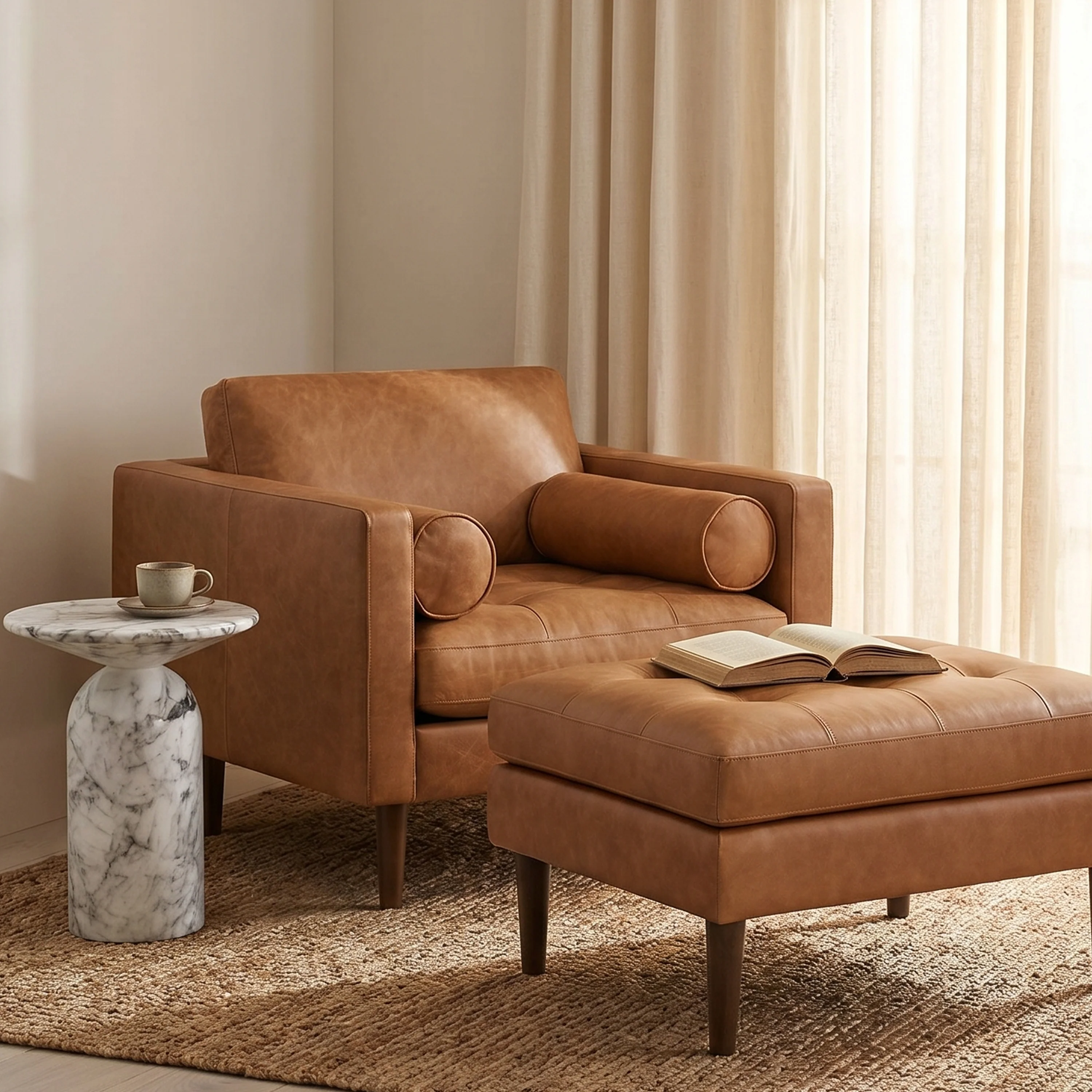 Napa Leather Lounge Chair | Cognac Tan | Single - Image 2