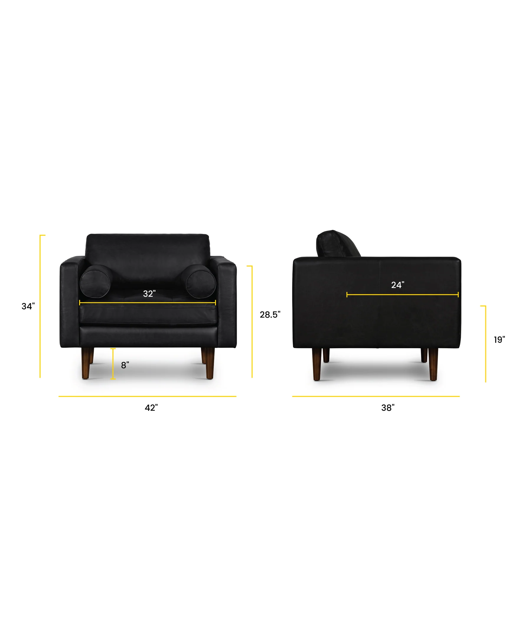 Napa Leather Lounge Chair | Onyx Black | Set of 2 - Image 15