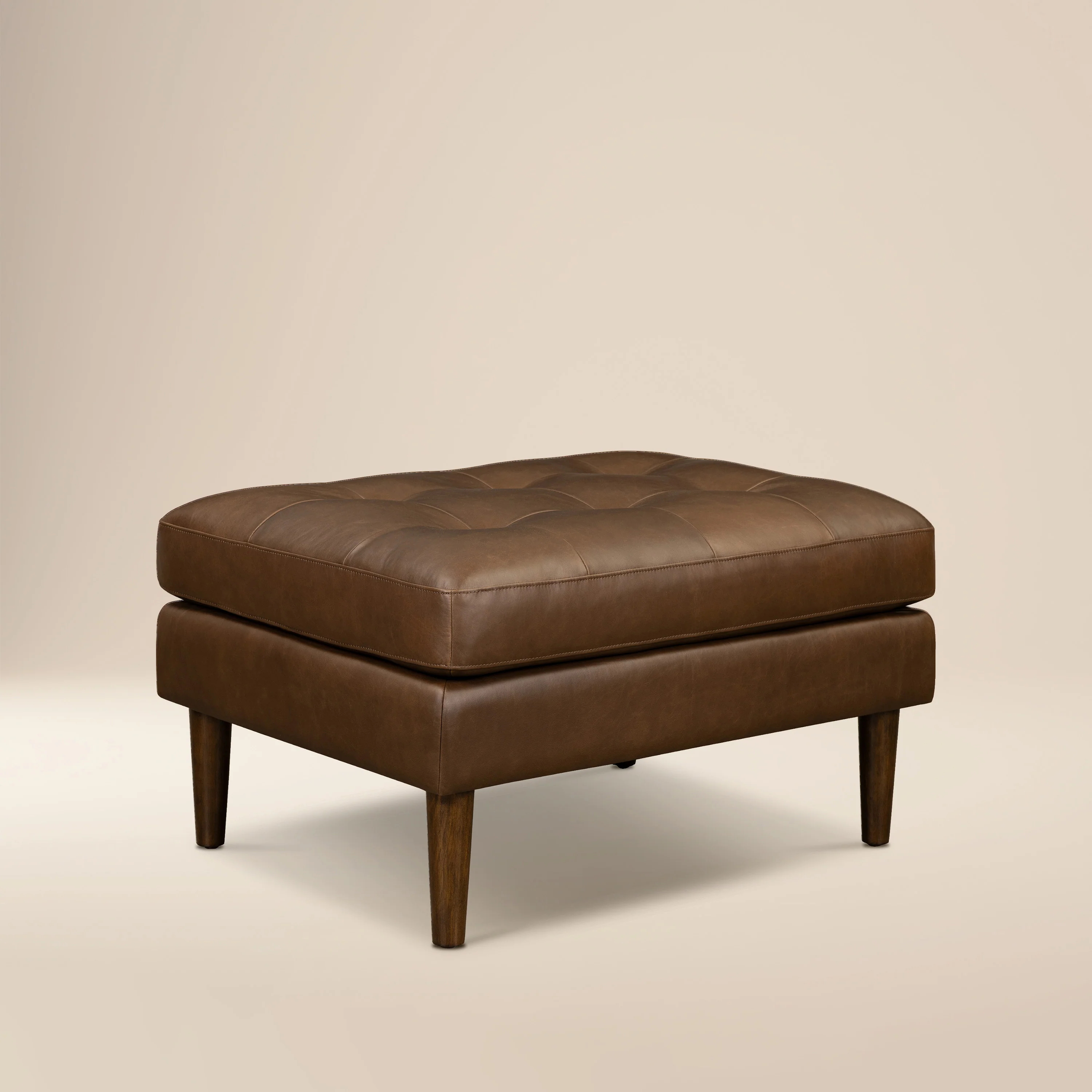 Napa Leather Ottoman | Cocoa Brown
