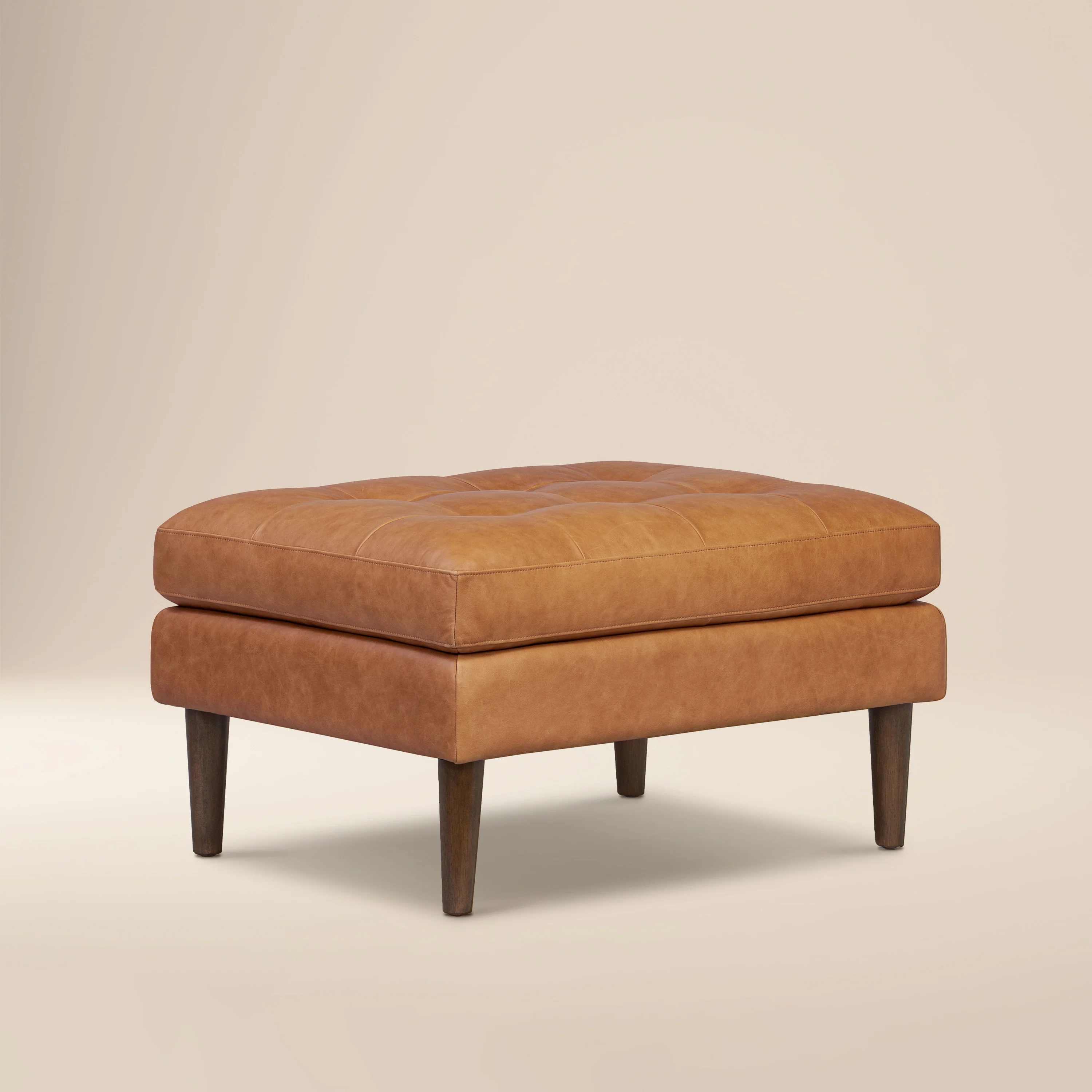 Napa Leather Ottoman | Cognac Tan