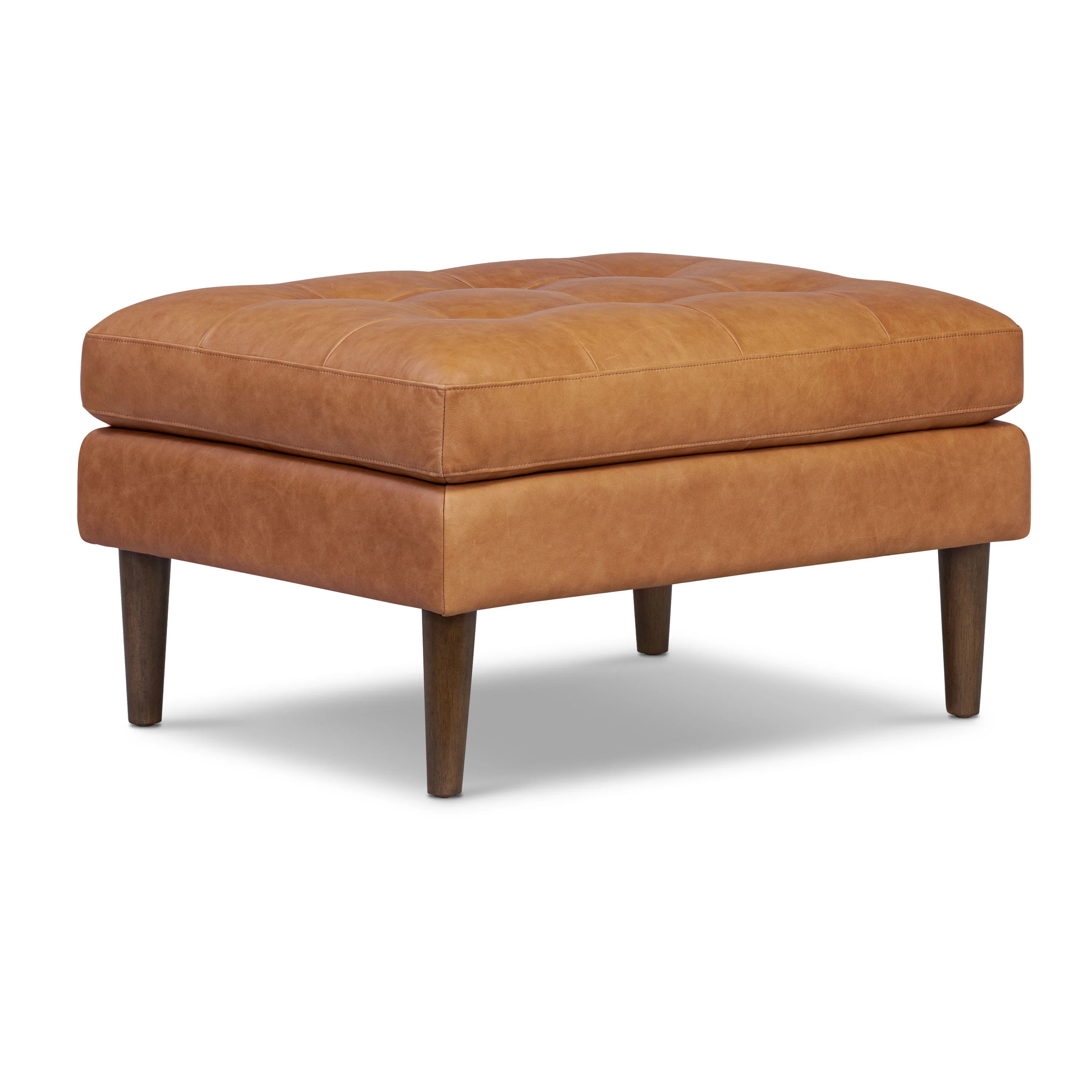 Napa Leather Ottoman | Cognac Tan - Image 3