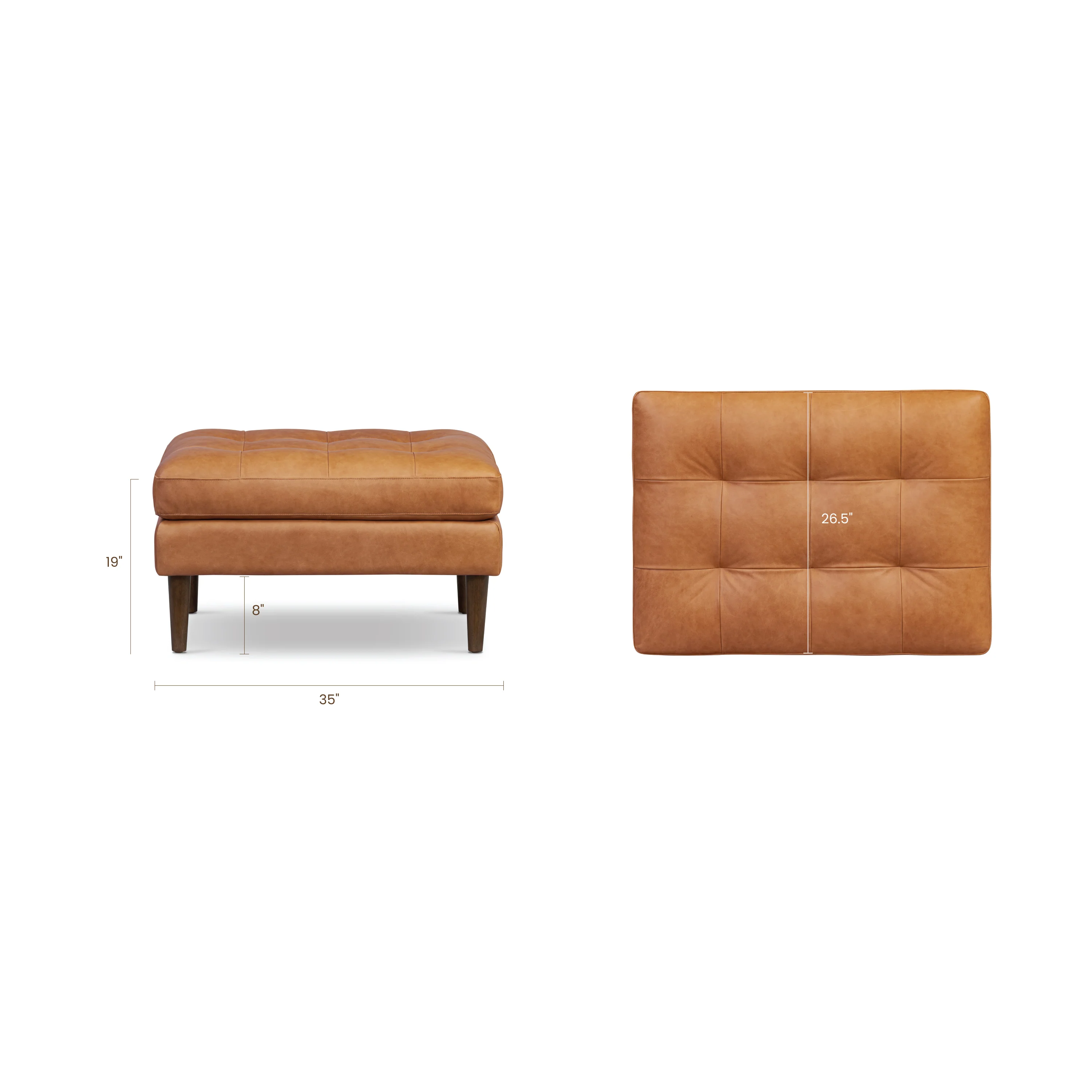 Napa Leather Ottoman | Cognac Tan - Image 9