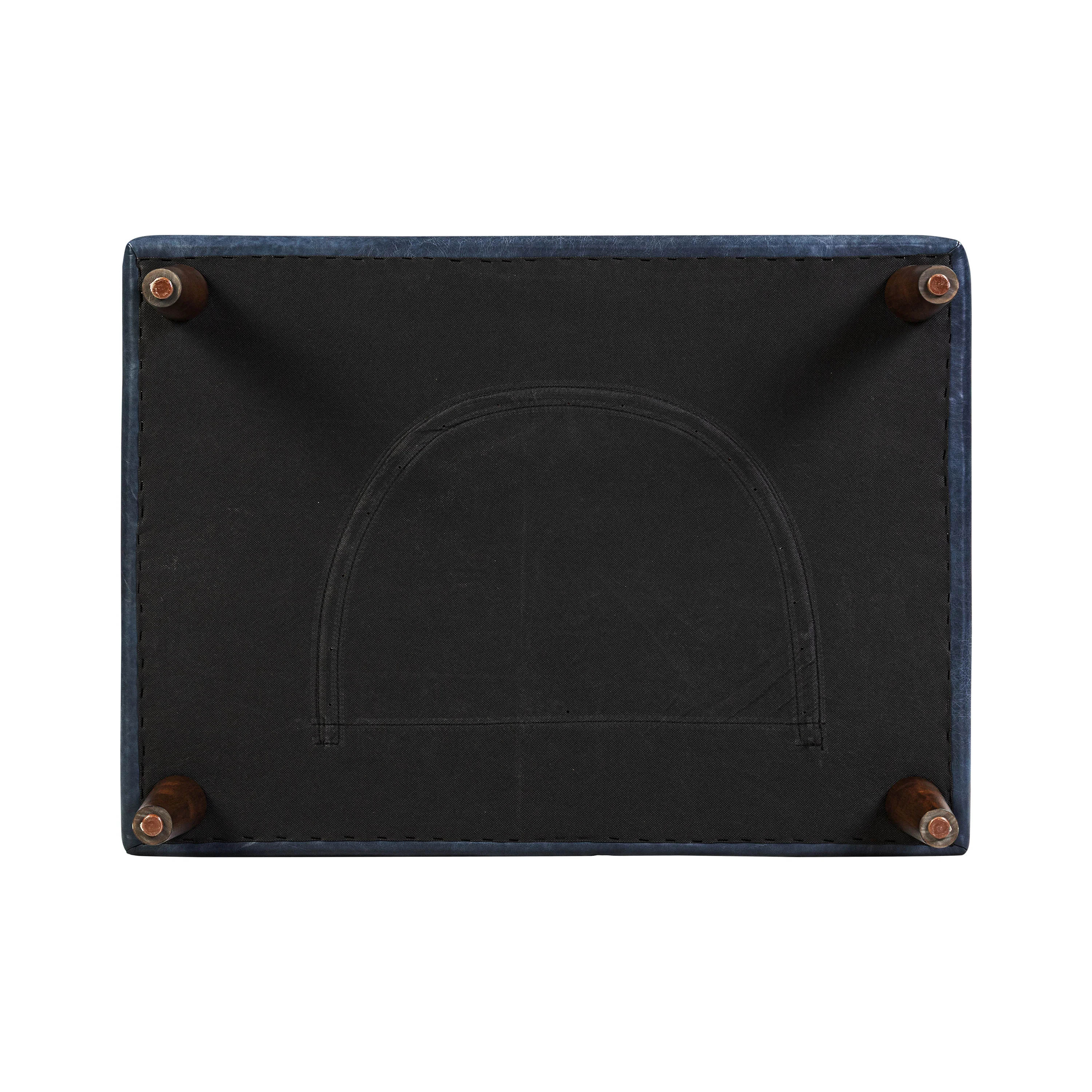 Napa Leather Ottoman | Midnight Blue - Image 10