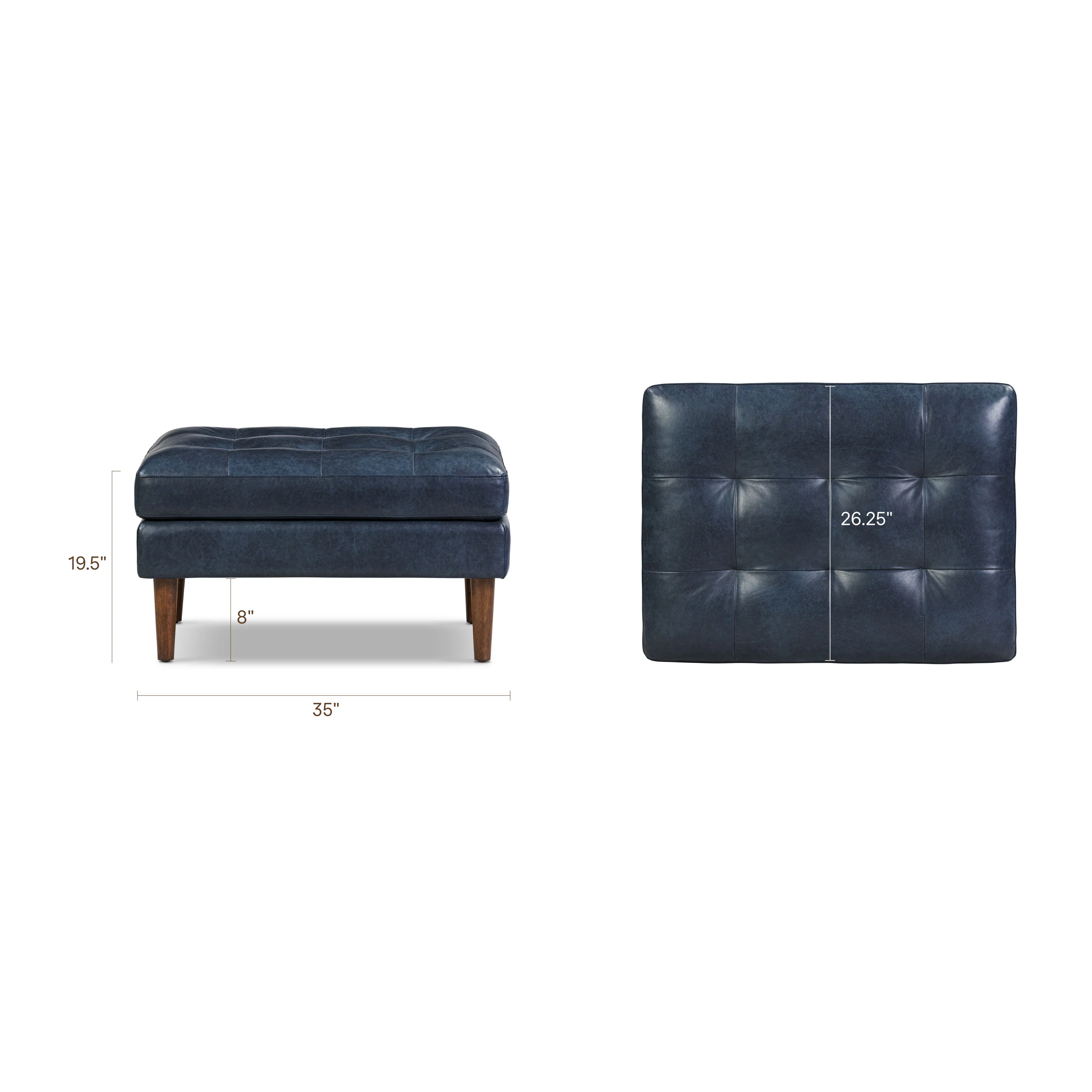 Napa Leather Ottoman | Midnight Blue - Image 13