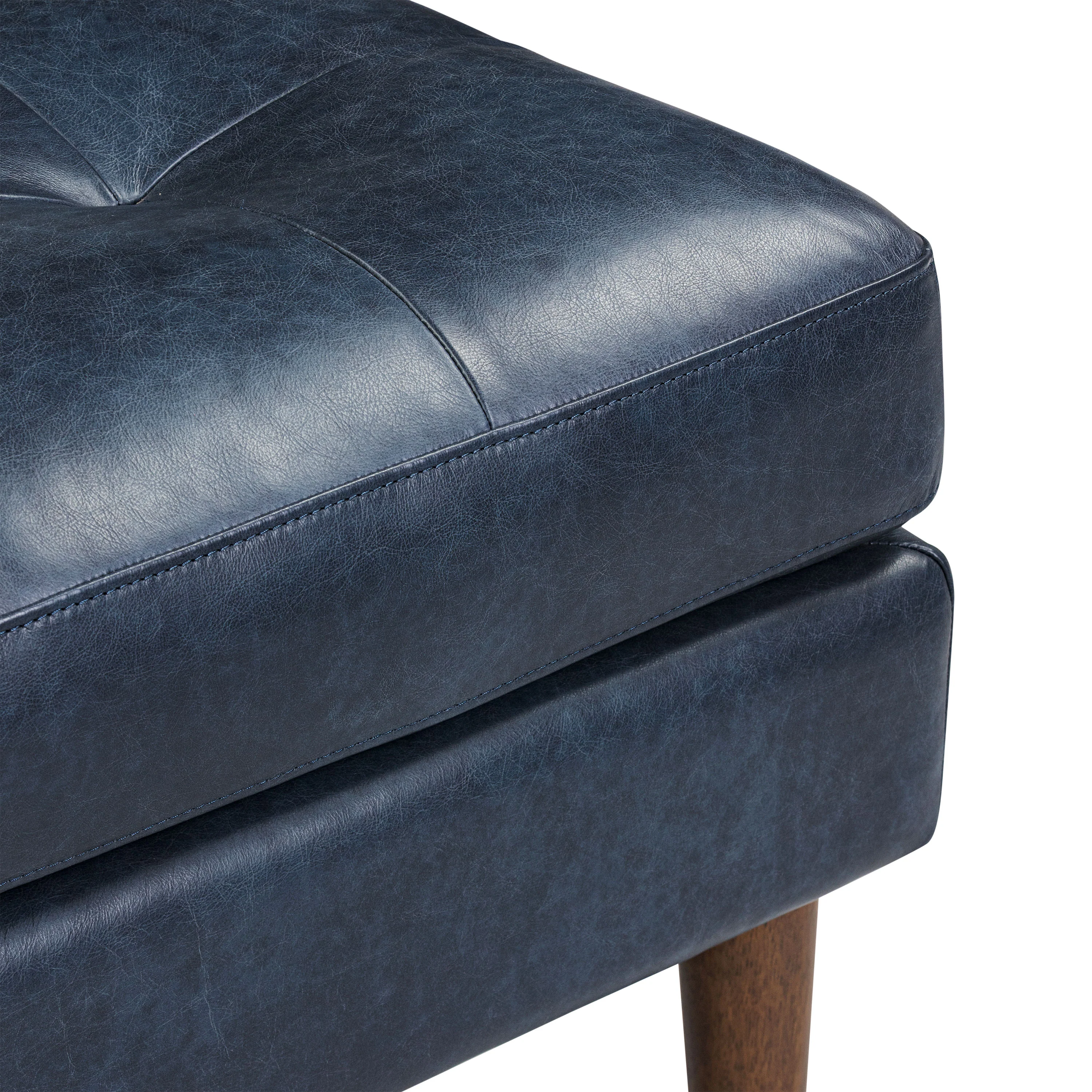 Napa Leather Ottoman | Midnight Blue - Image 8