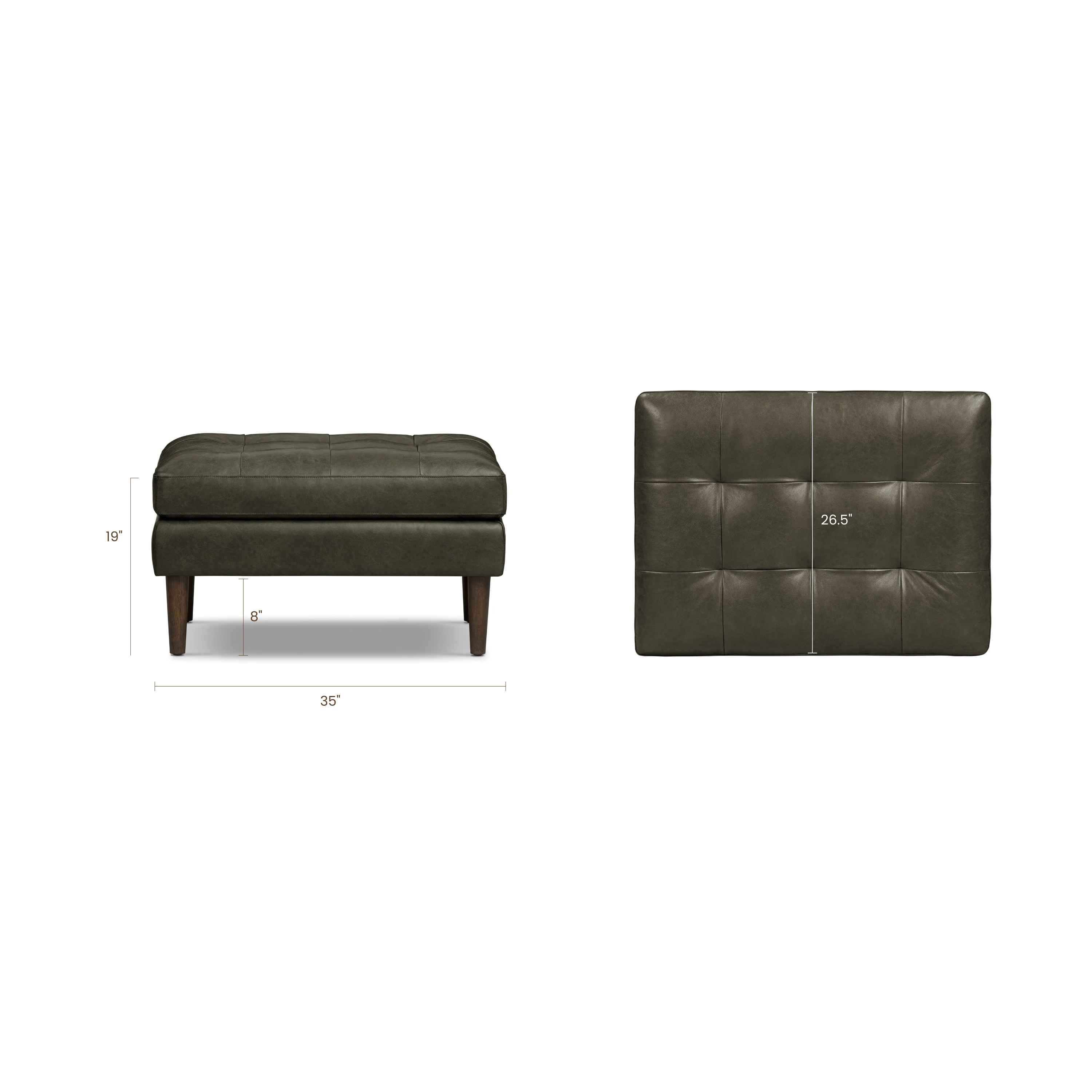 Napa Leather Ottoman | Olivine Green - Image 10