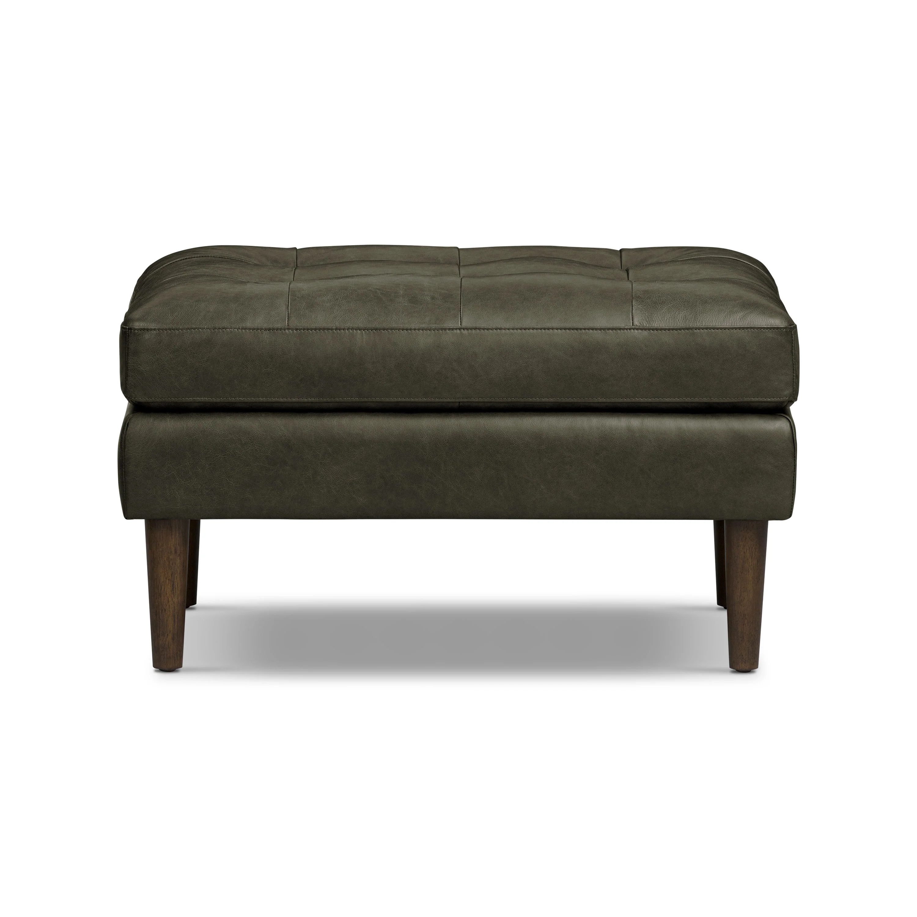 Napa Leather Ottoman | Olivine Green - Image 2