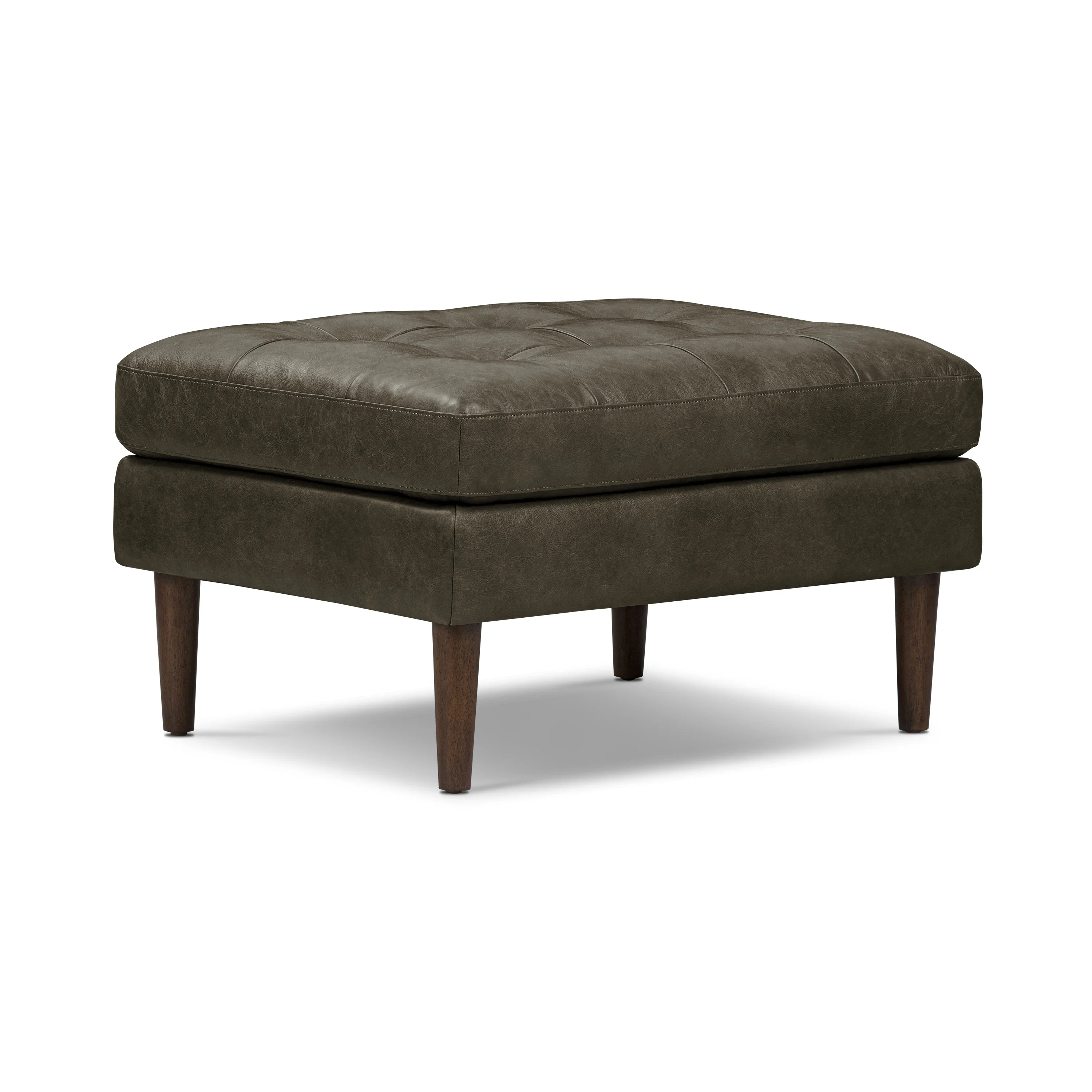 Napa Leather Ottoman | Olivine Green - Image 3